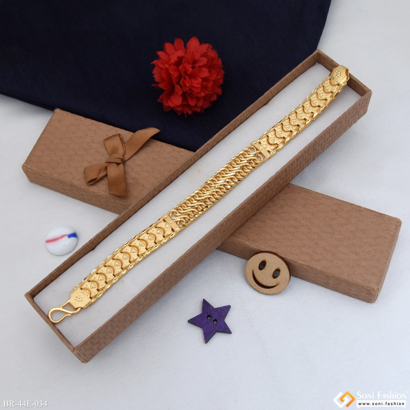 1 Gram Gold Plated 2 In 1 Awesome Design Pokal Bracelet for Men - Style E034 - Image 4