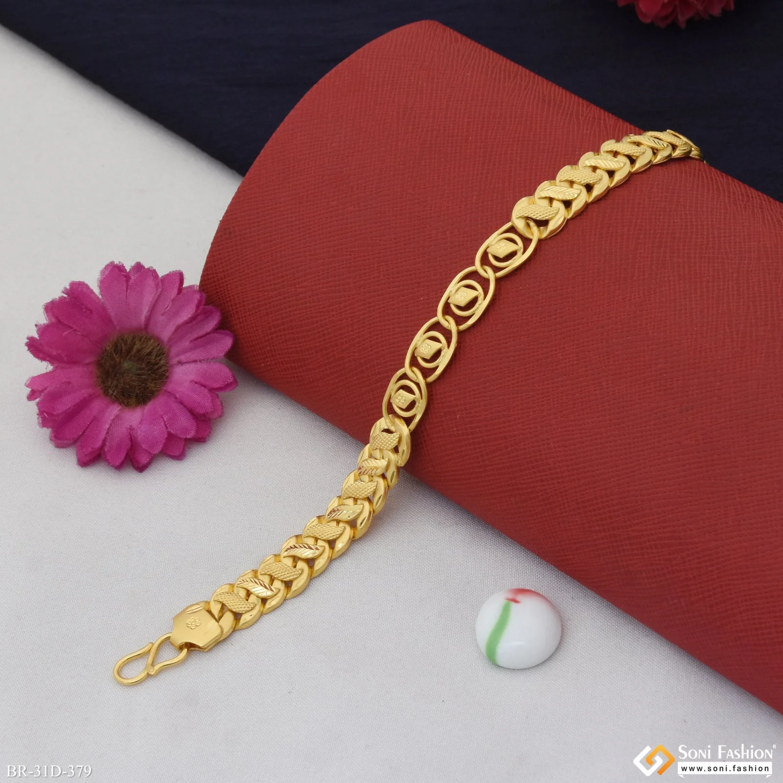 1 Gram Gold Plated 2 In 1 Best Quality Pokal Bracelet for Men - Style D379 - Image 2