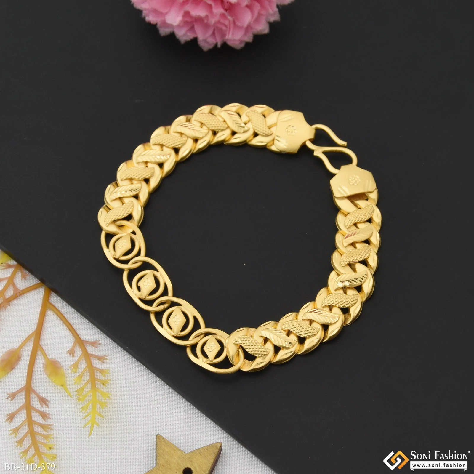 1 Gram Gold Plated 2 In 1 Best Quality Pokal Bracelet for Men - Style D379 - Image 3
