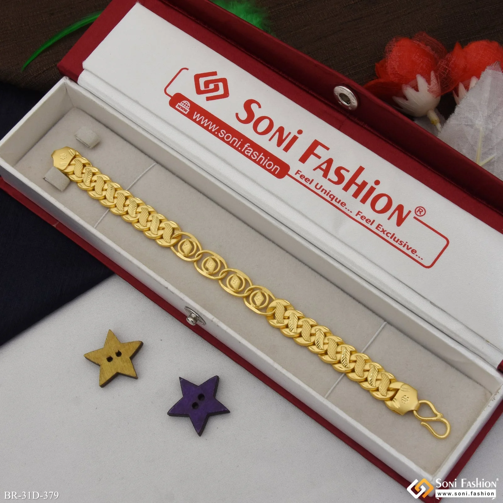 1 Gram Gold Plated 2 In 1 Best Quality Pokal Bracelet for Men - Style D379 - Image 4