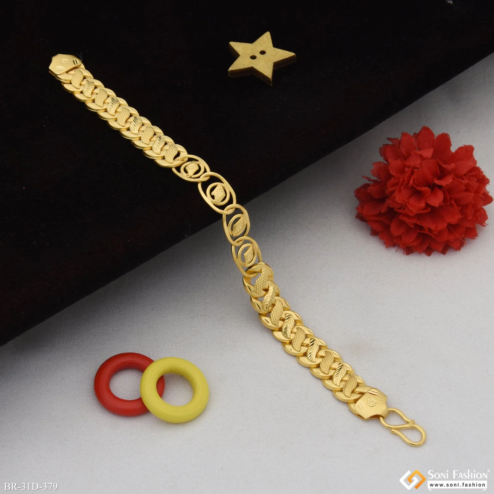 1 Gram Gold Plated 2 In 1 Best Quality Pokal Bracelet for Men - Style D379 - Image 5