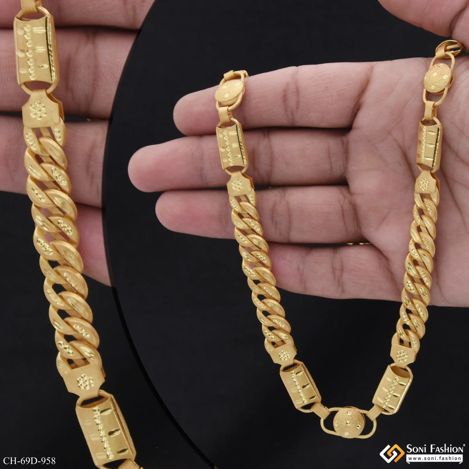1 Gram Gold Plated 2 In 1 Best Quality Pokal Chain for Men - Style D958 - Image 2