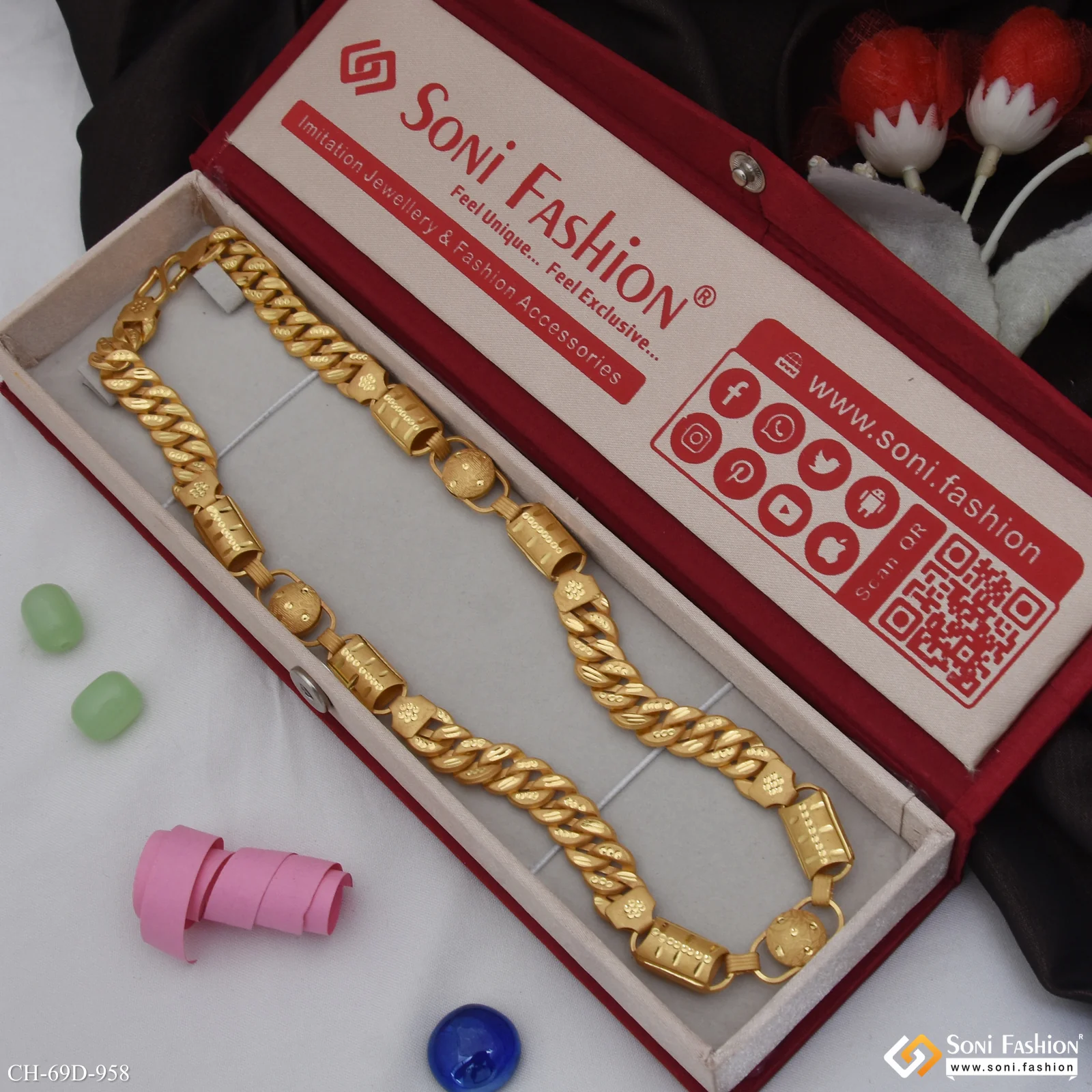 1 Gram Gold Plated 2 In 1 Best Quality Pokal Chain for Men - Style D958 - Image 3