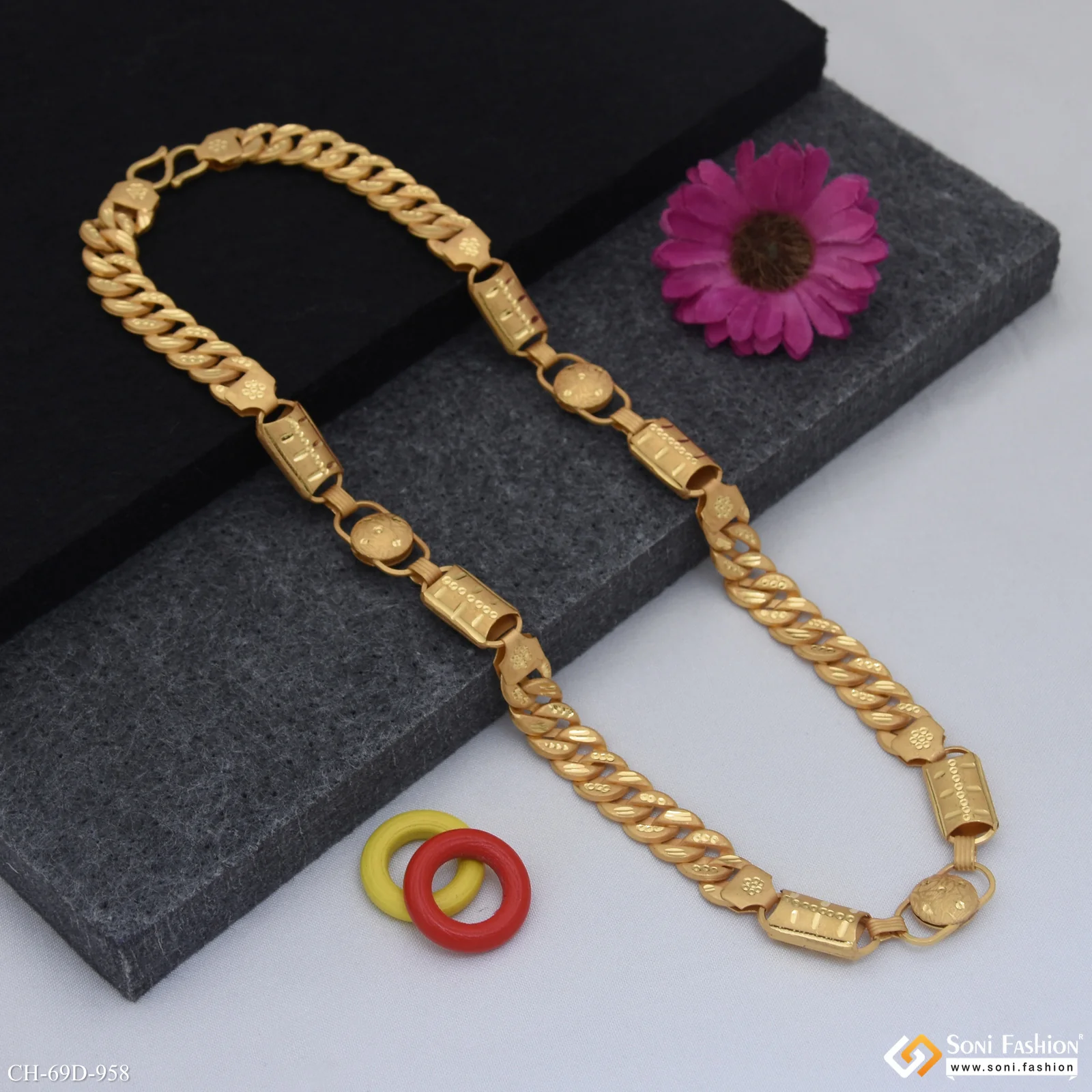 1 Gram Gold Plated 2 In 1 Best Quality Pokal Chain for Men - Style D958 - Image 5