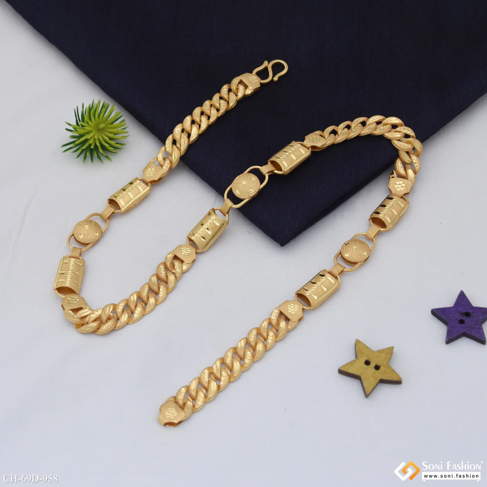 1 Gram Gold Plated 2 In 1 Best Quality Pokal Chain for Men - Style D958 - Image 6