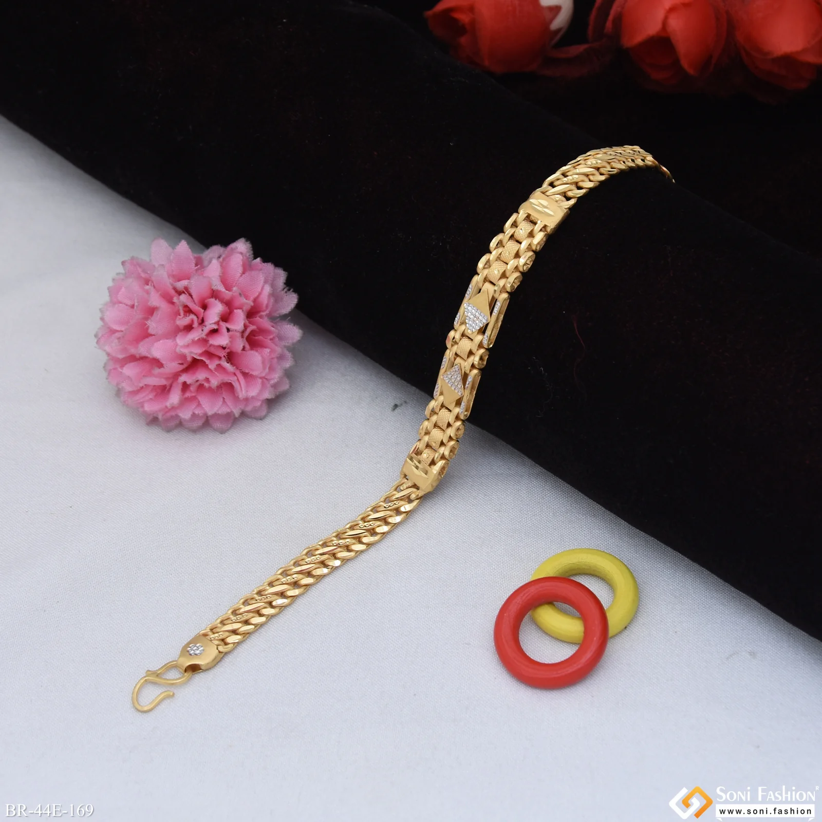 1 Gram Gold Plated 2 In 1 Box Bracelet for Men - Style E169 - Image 4