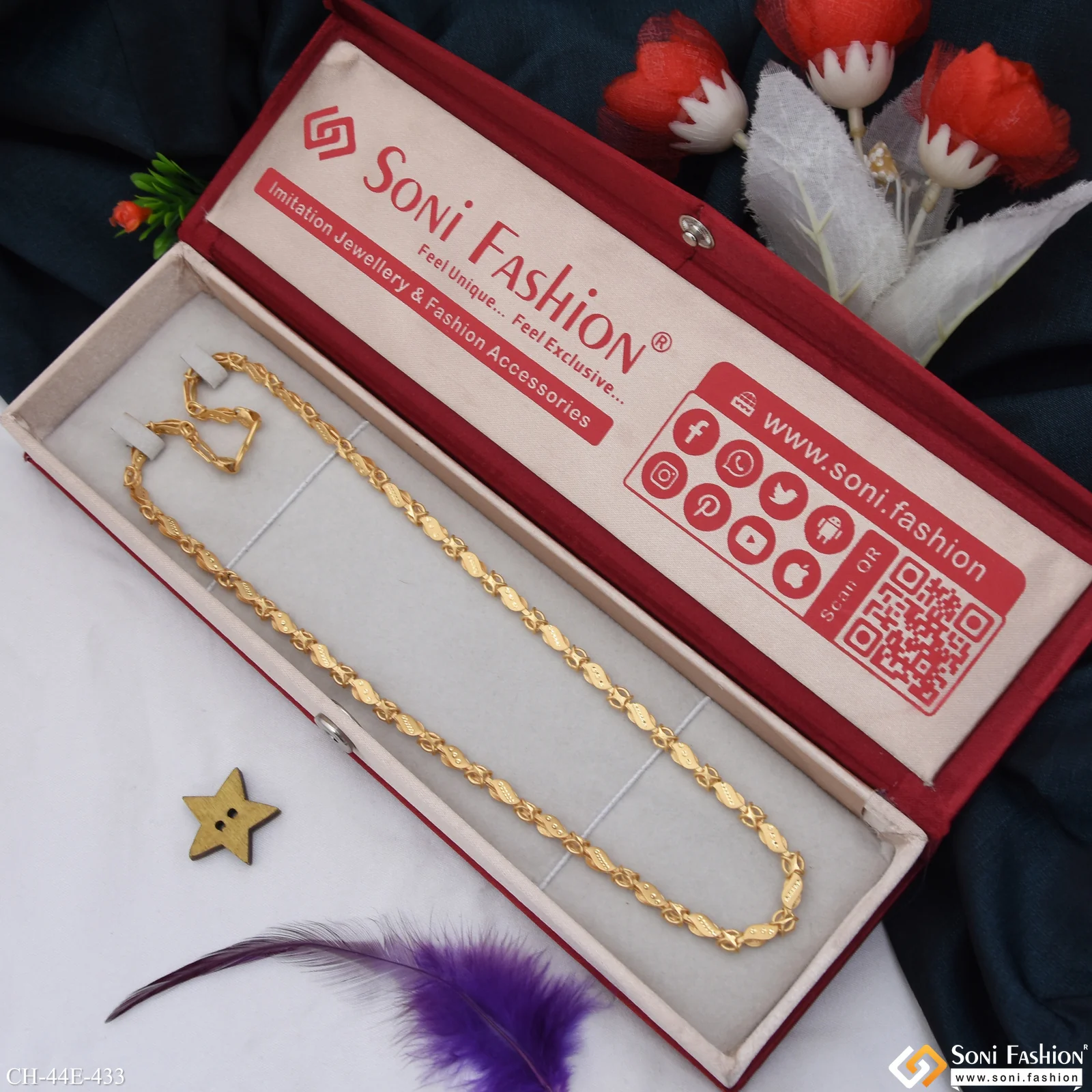 1 Gram Gold Plated 2 In 1 Chain for Men - Style E433 - Image 3