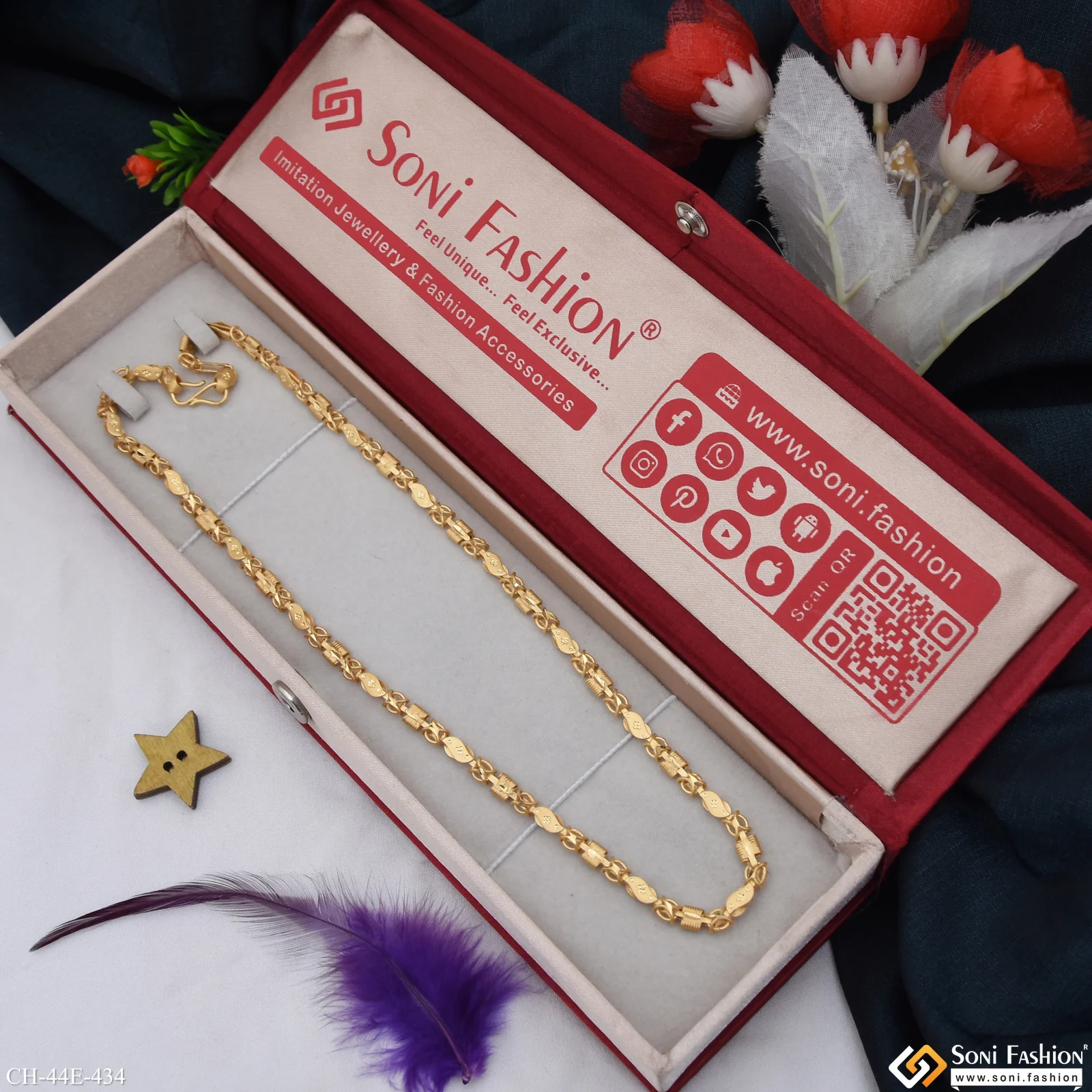 1 Gram Gold Plated 2 In 1 Chain for Men - Style E434 - Image 3