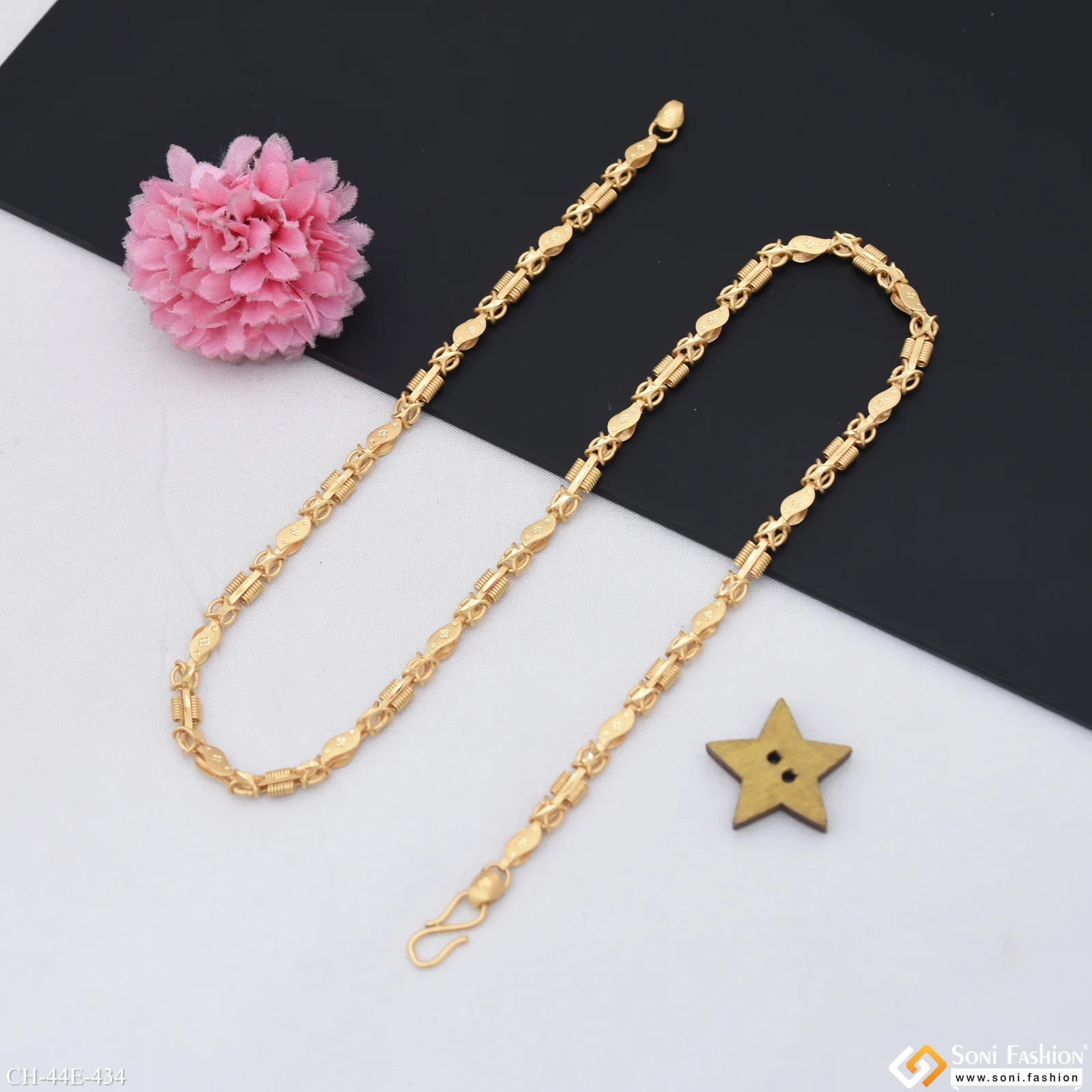 1 Gram Gold Plated 2 In 1 Chain for Men - Style E434 - Image 4