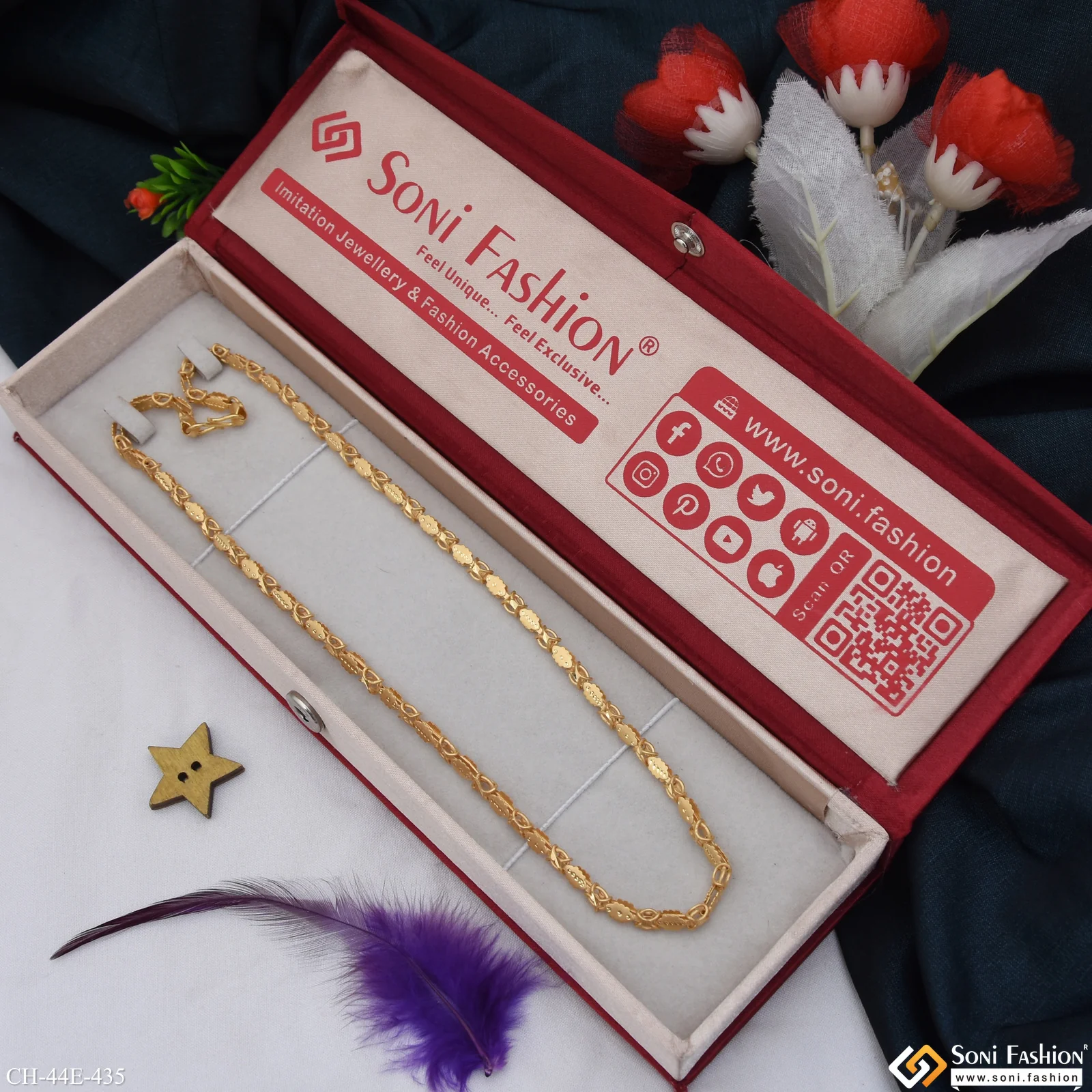 1 Gram Gold Plated 2 In 1 Chain for Men - Style E435 - Image 3