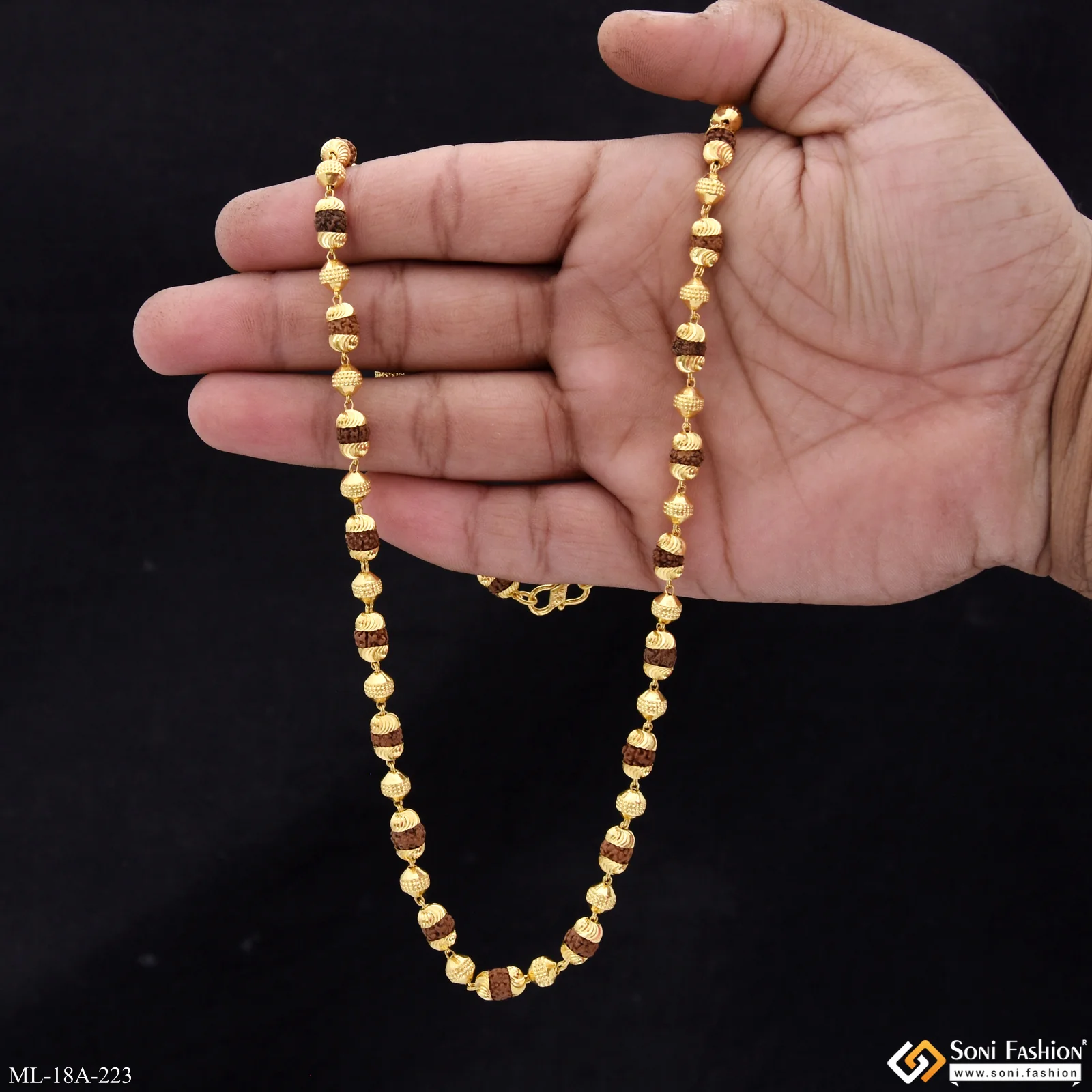 1 Gram Gold Plated 2 in 1 Delicate Design Rudraksha Mala for Men - Style A223 - Image 6