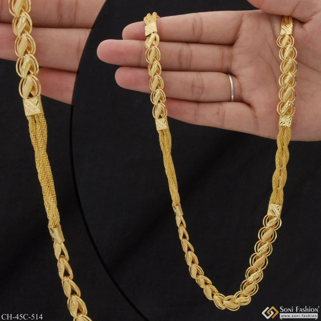 1 Gram Gold Plated 2 In 1 Finely Detailed Design Kohli Chain for Men - Style C514