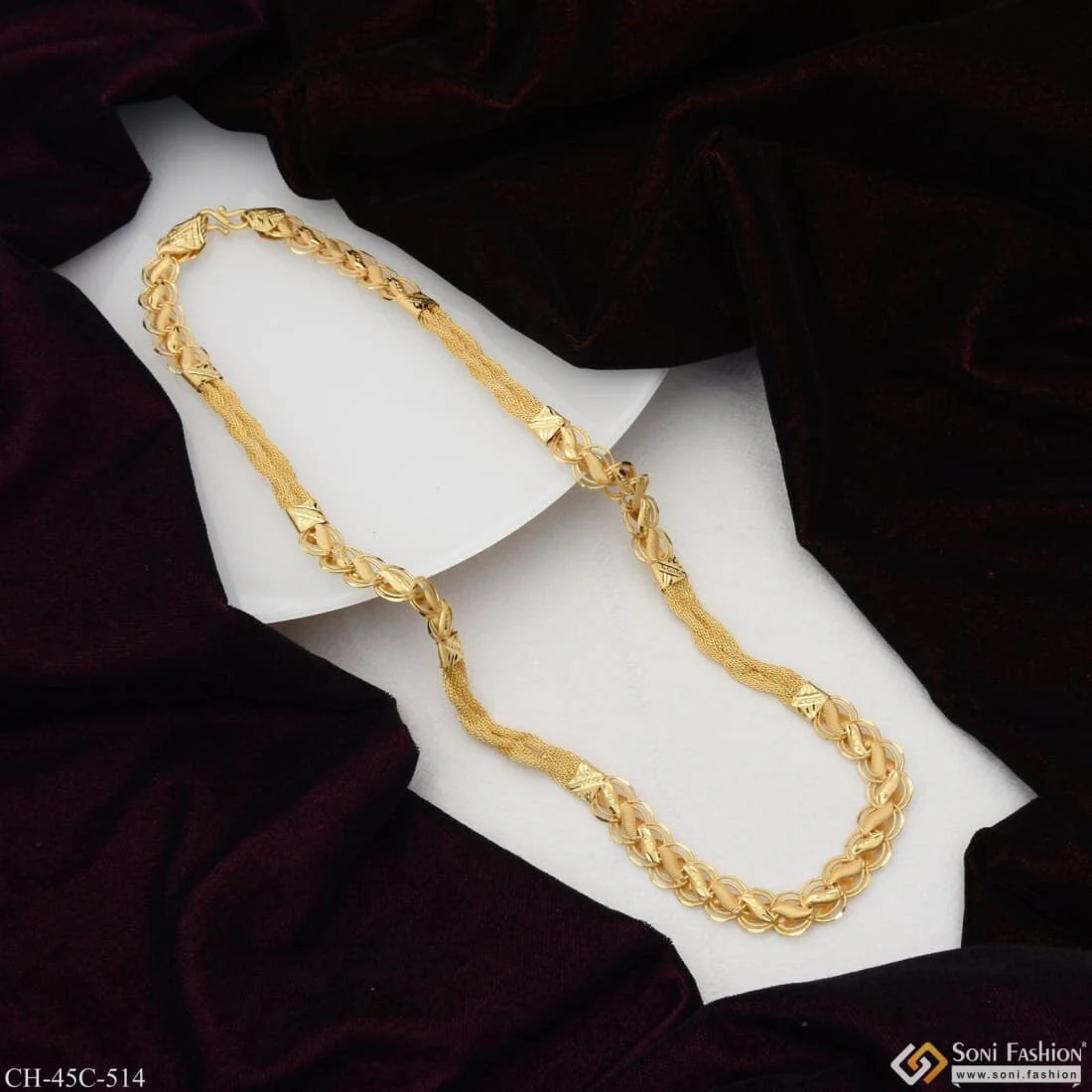 1 Gram Gold Plated 2 In 1 Finely Detailed Design Kohli Chain for Men - Style C514 - Image 4