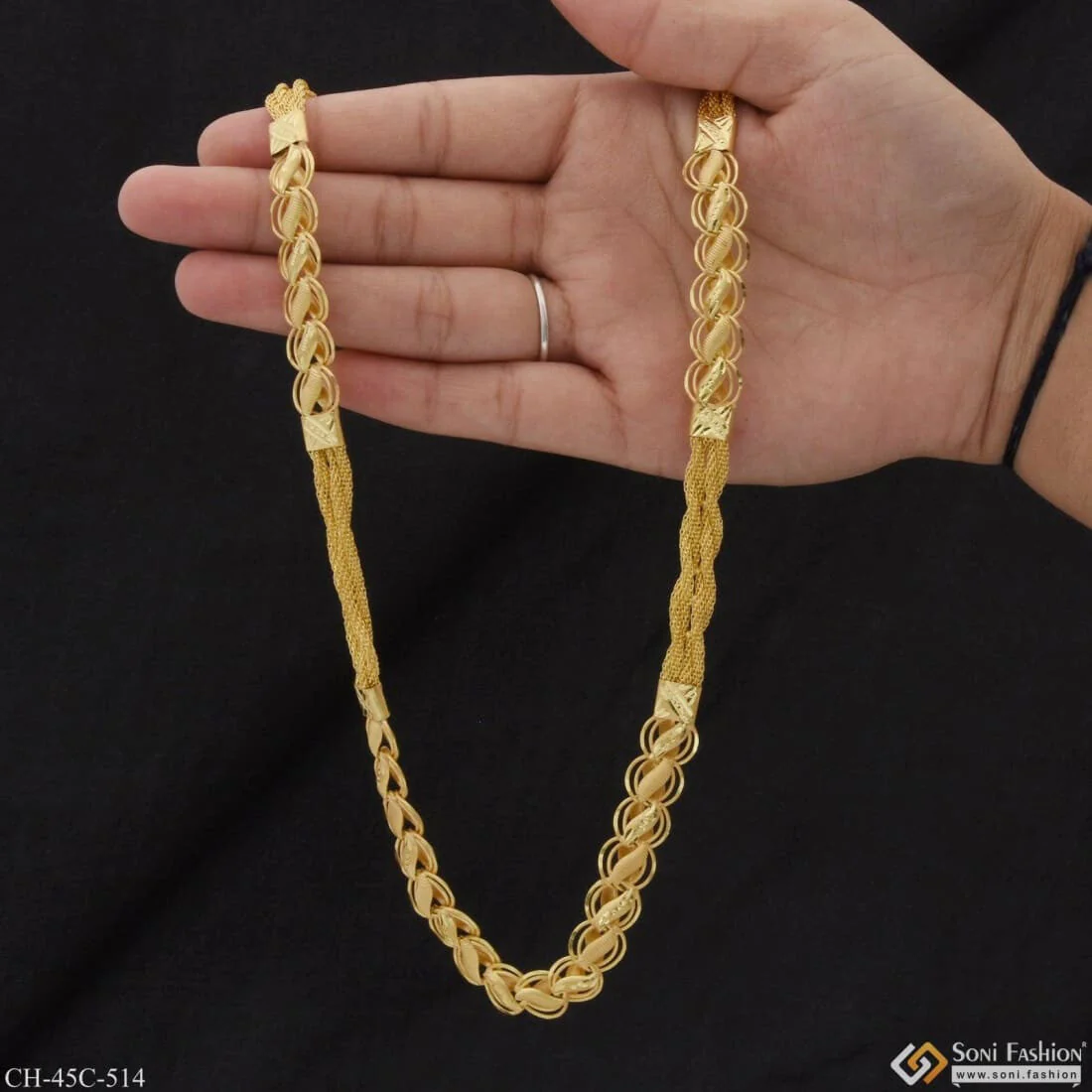 1 Gram Gold Plated 2 In 1 Finely Detailed Design Kohli Chain for Men - Style C514 - Image 5