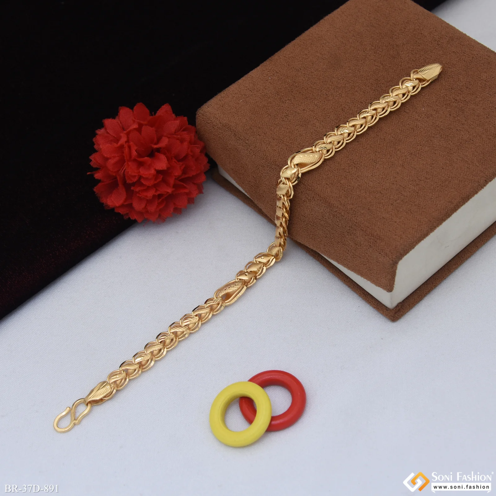 1 Gram Gold Plated 2 In 1 Kohli Bracelet for Men - Style D891 - Image 4