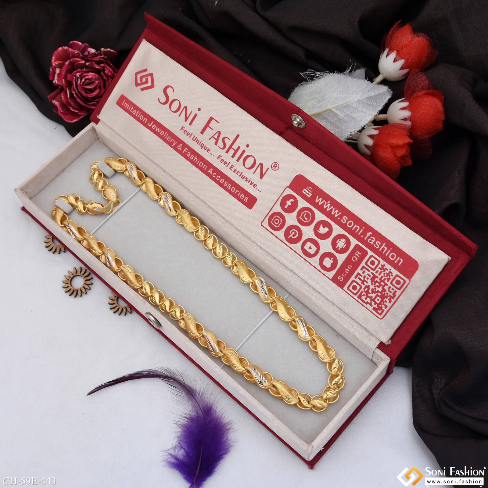1 Gram Gold Plated 2 In 1 Kohli Chain for Men - Style E443 - Image 3