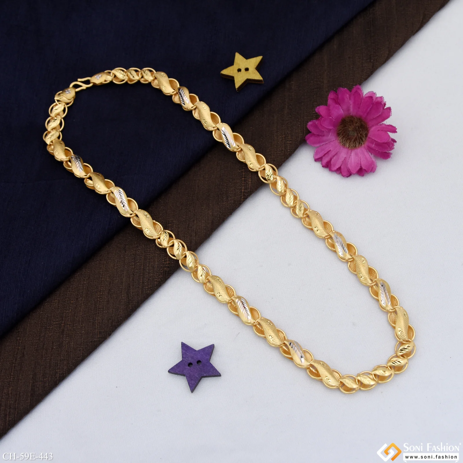 1 Gram Gold Plated 2 In 1 Kohli Chain for Men - Style E443 - Image 5