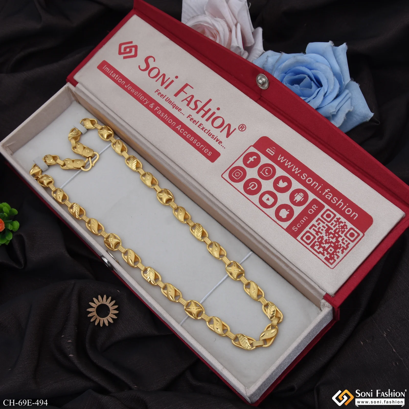 1 Gram Gold Plated 2 In 1 Kohli Chain for Men - Style E494 - Image 3