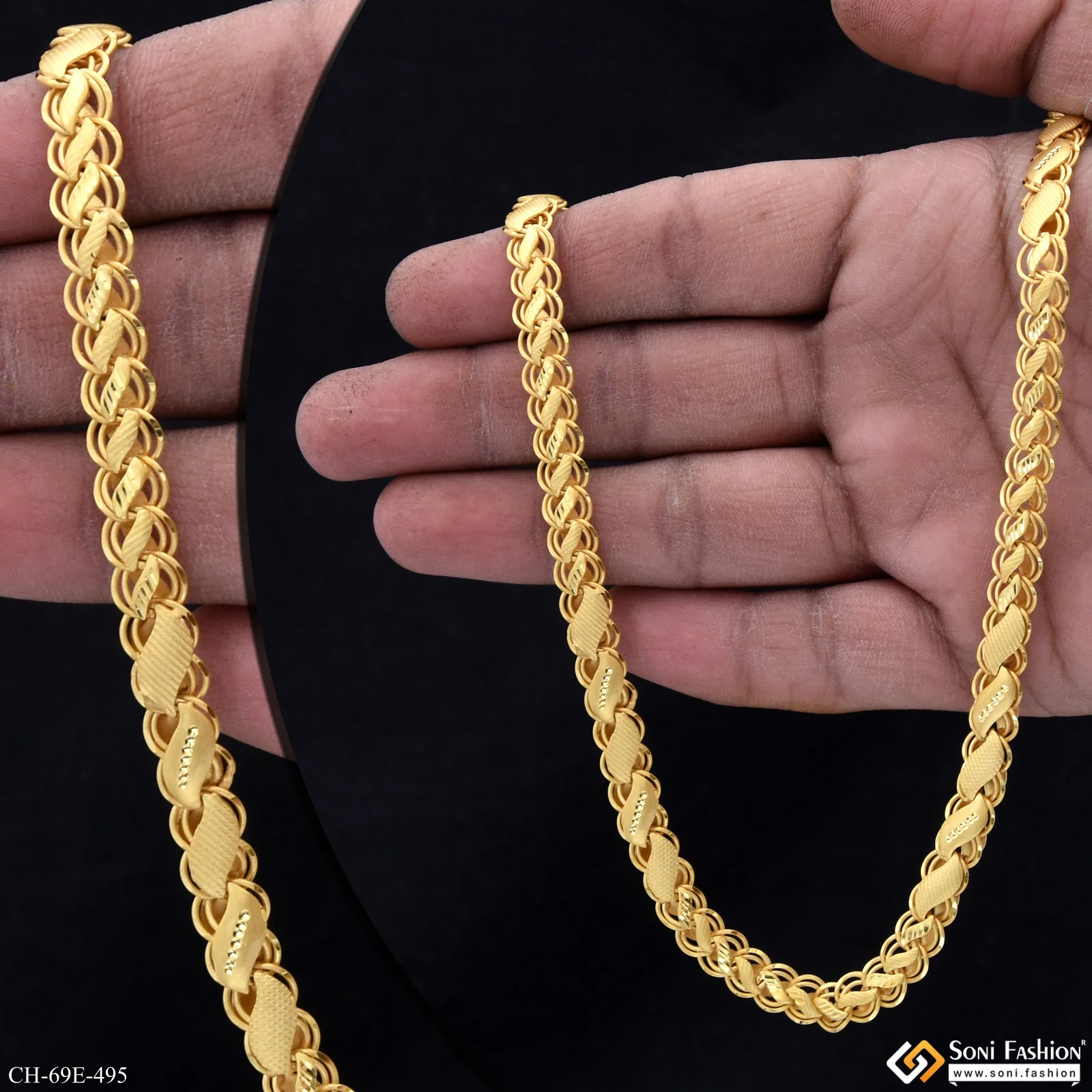 1 Gram Gold Plated 2 In 1 Kohli Chain for Men - Style E495 - Image 2
