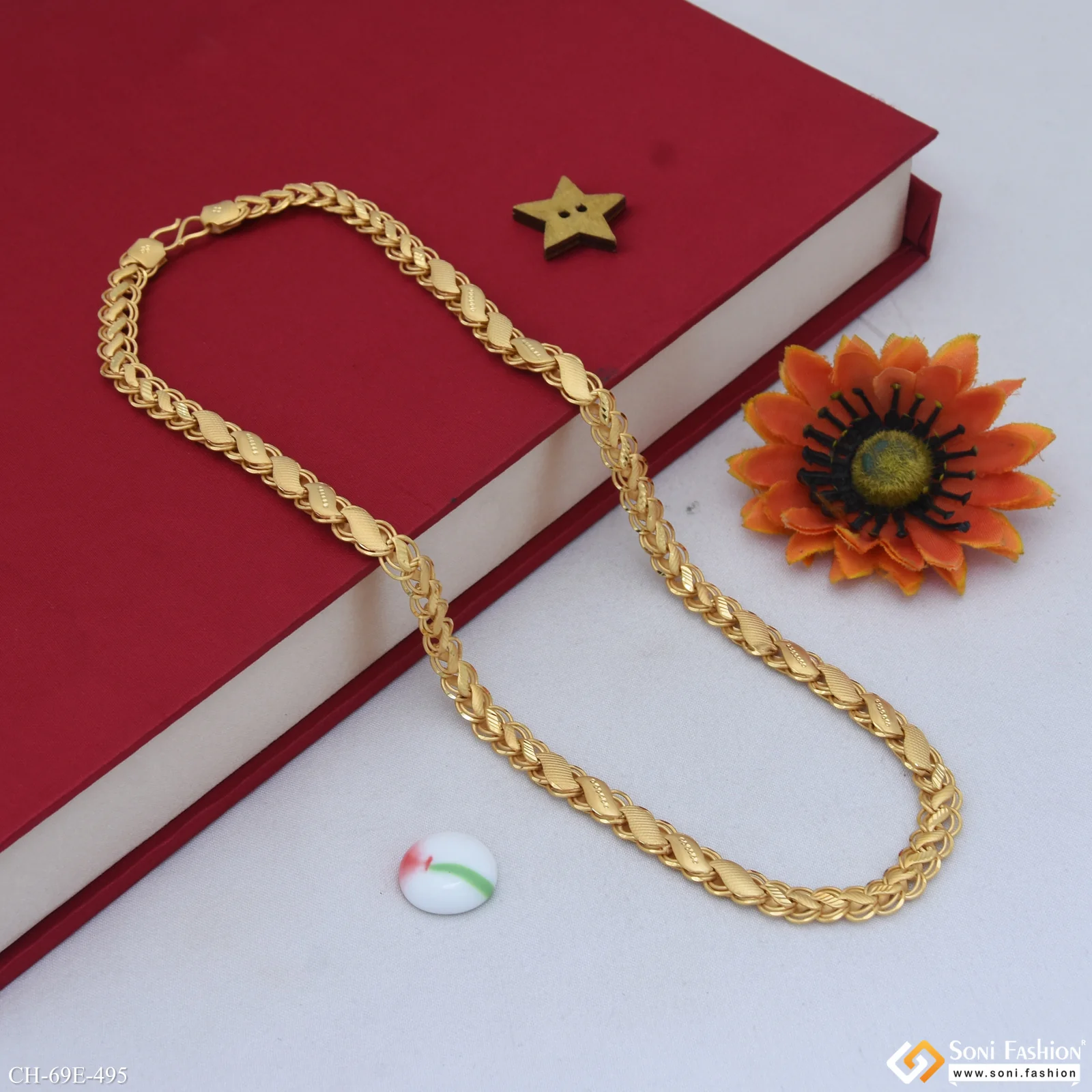 1 Gram Gold Plated 2 In 1 Kohli Chain for Men - Style E495 - Image 5