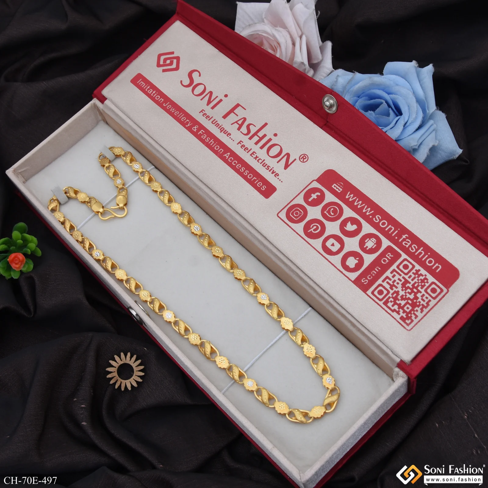 1 Gram Gold Plated 2 In 1 Kohli Chain for Men - Style E497 - Image 3