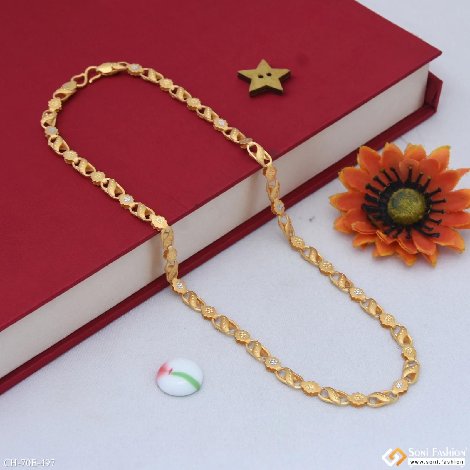 1 Gram Gold Plated 2 In 1 Kohli Chain for Men - Style E497 - Image 5
