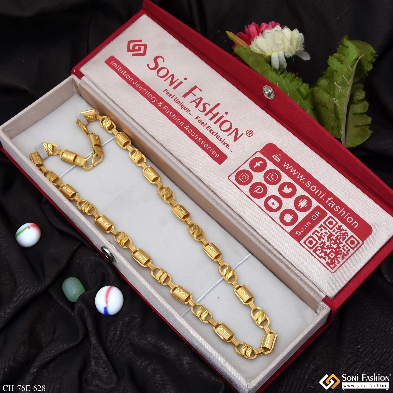 1 Gram Gold Plated 2 In 1 Kohli Chain for Men - Style E628 - Image 6