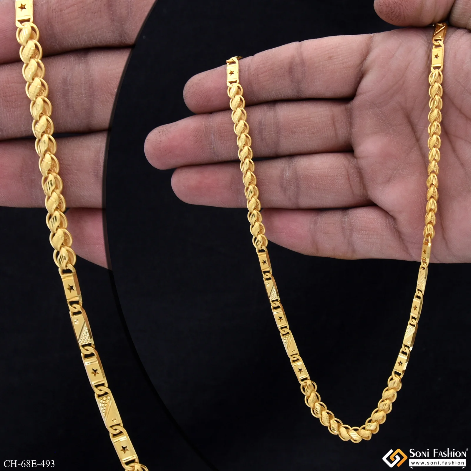 1 Gram Gold Plated 2 In 1 Kohli Nawabi Chain for Men - Style E493 - Image 2