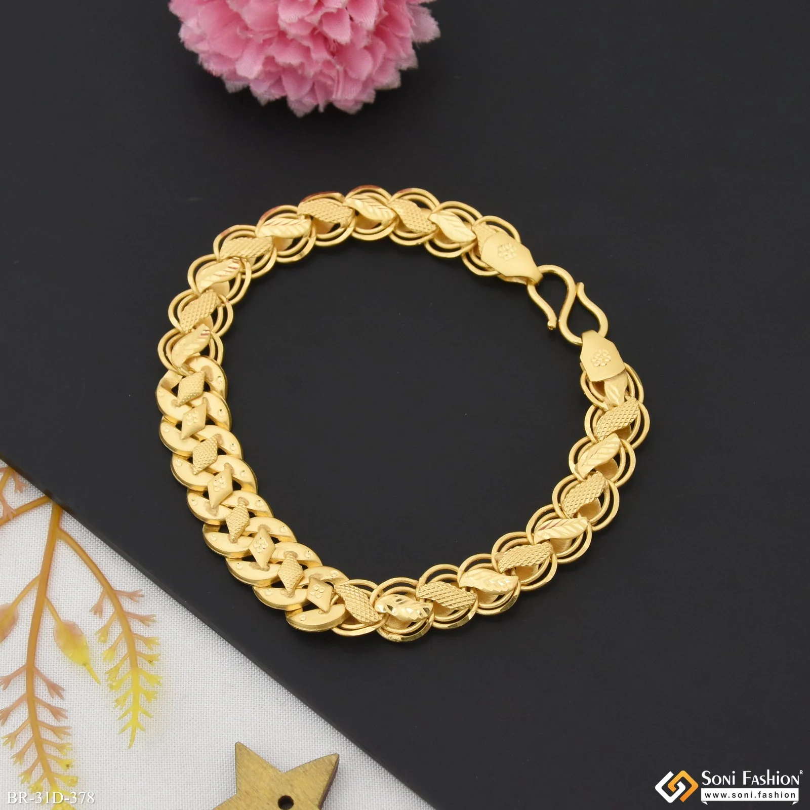 1 Gram Gold Plated 2 In 1 Kohli Pokal Bracelet for Men - Style D378 - Image 3