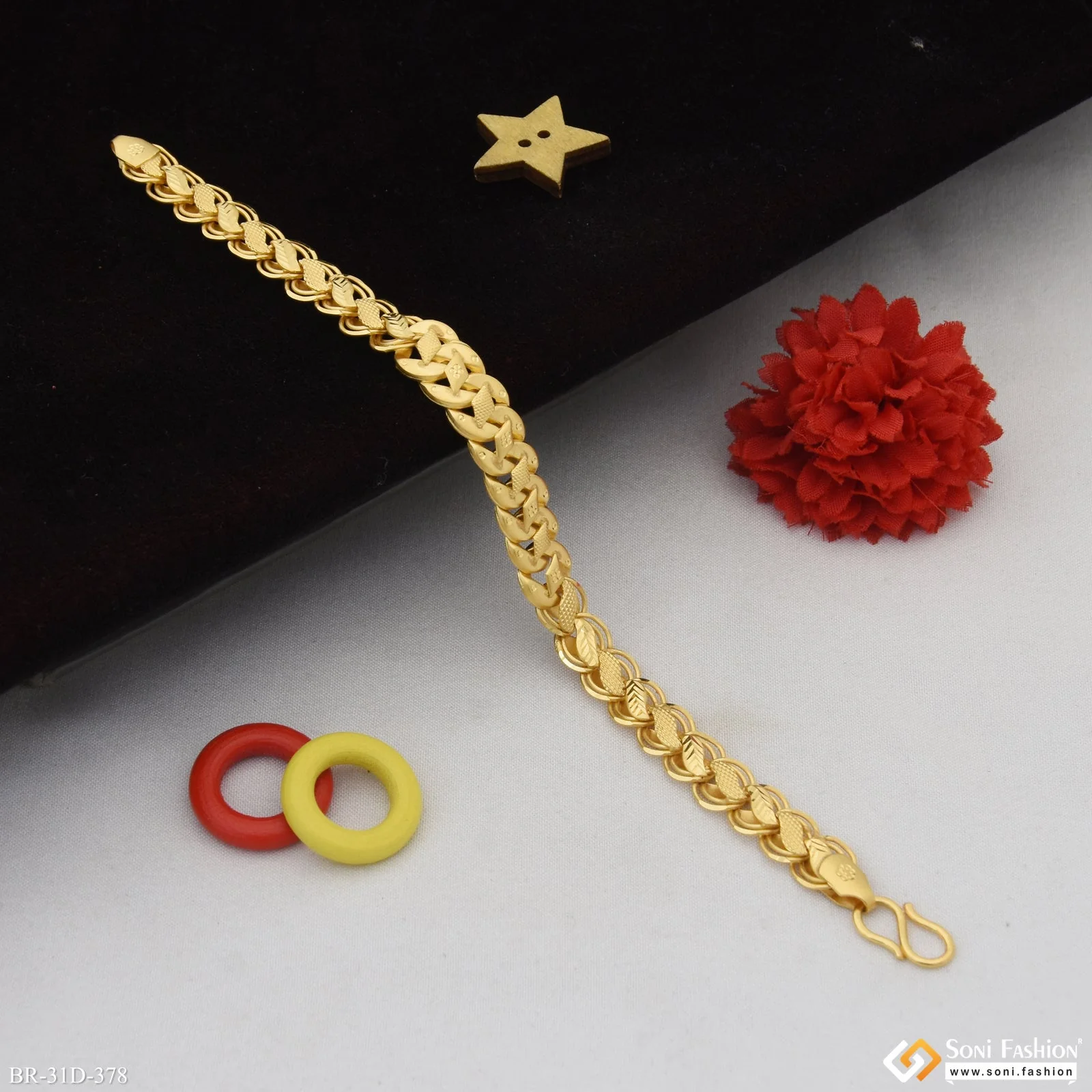 1 Gram Gold Plated 2 In 1 Kohli Pokal Bracelet for Men - Style D378 - Image 4