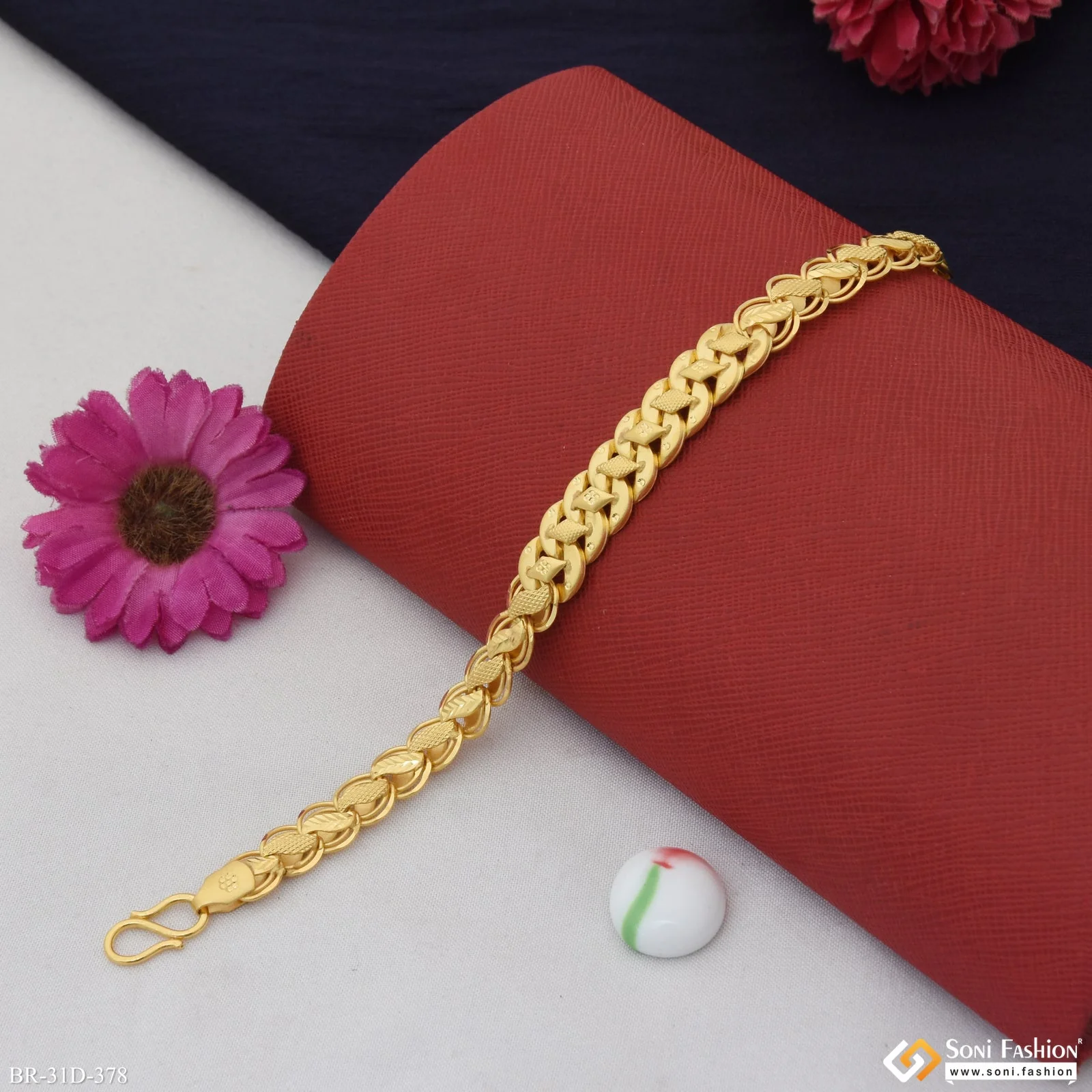 1 Gram Gold Plated 2 In 1 Kohli Pokal Bracelet for Men - Style D378 - Image 5