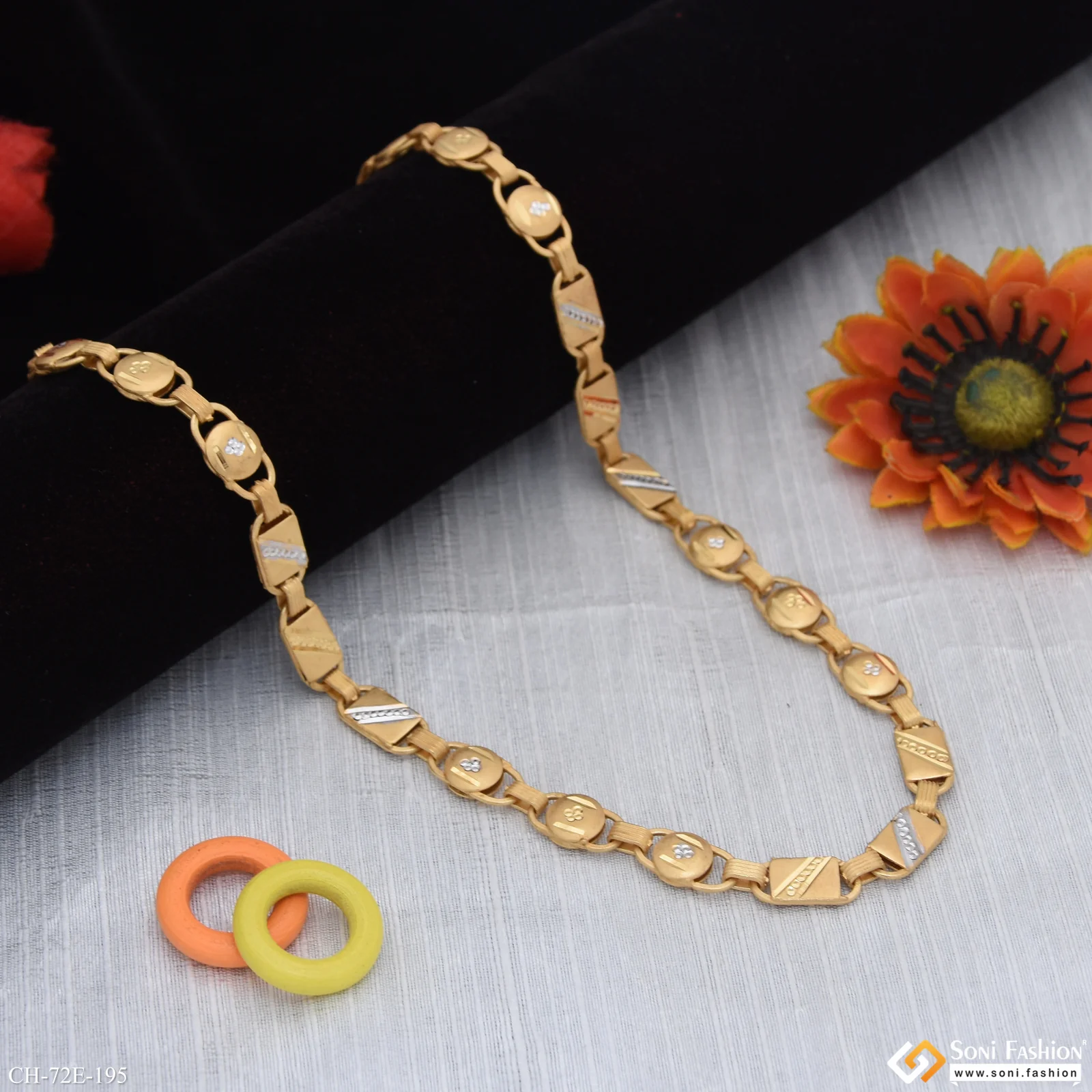 1 Gram Gold Plated 2 In 1 Latest Design Nawabi Chain for Men - Style E195 - Image 3