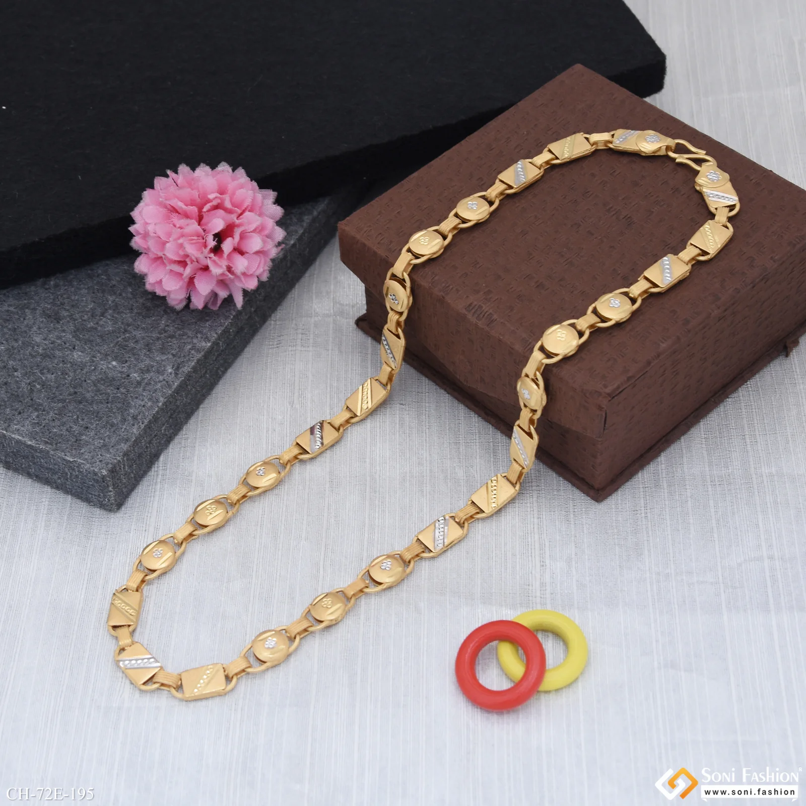 1 Gram Gold Plated 2 In 1 Latest Design Nawabi Chain for Men - Style E195 - Image 4