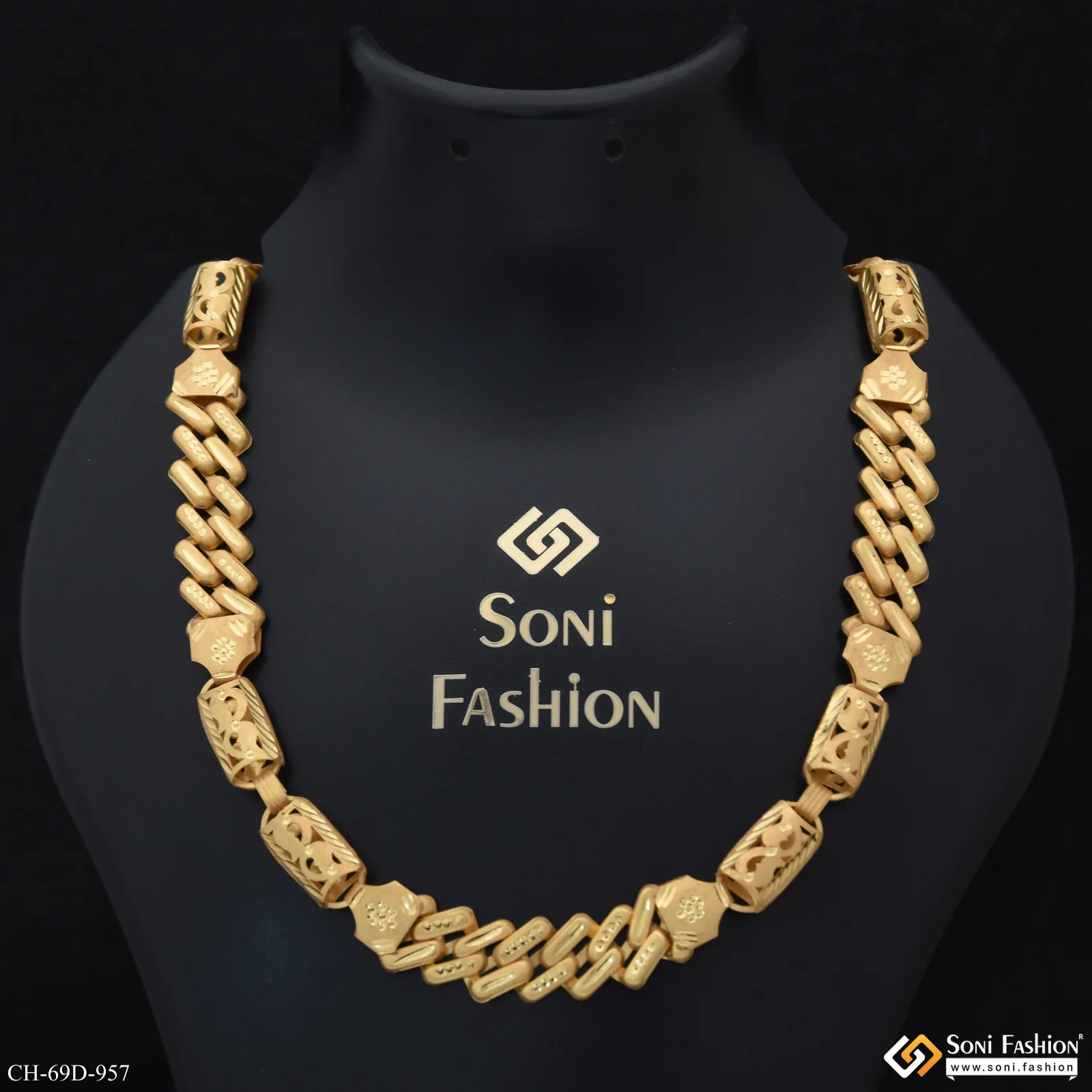 1 Gram Gold Plated 2 In 1 Latest Design Pokal Chain for Men - Style D957