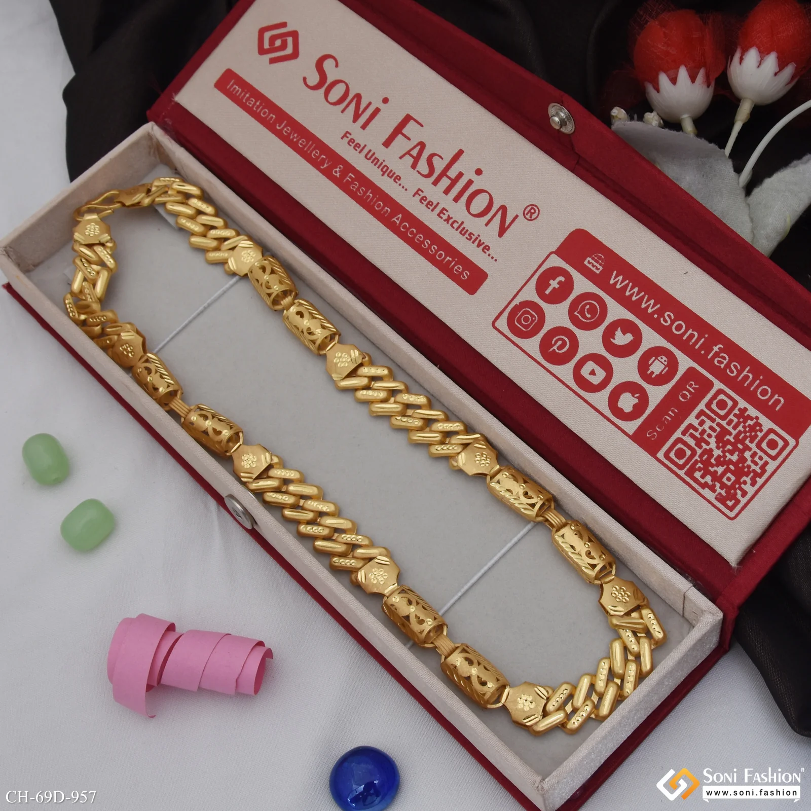 1 Gram Gold Plated 2 In 1 Latest Design Pokal Chain for Men - Style D957 - Image 3