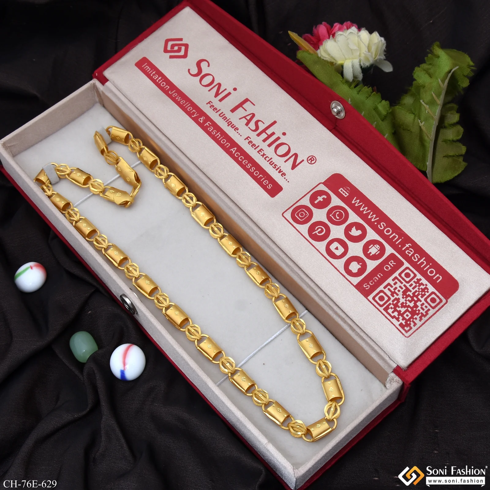 1 Gram Gold Plated 2 In 1 Nawabi Chain for Men - Style E629 - Image 3