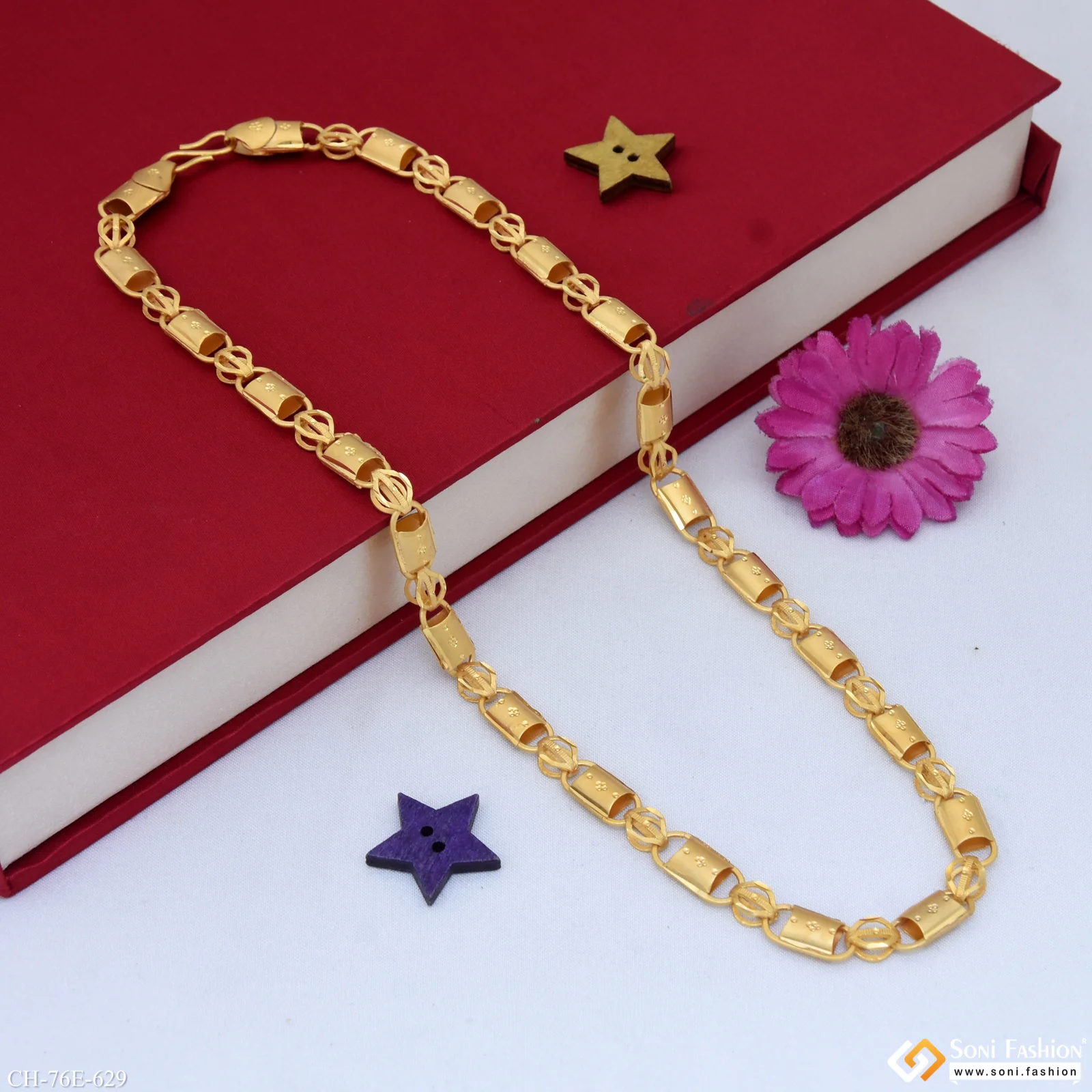 1 Gram Gold Plated 2 In 1 Nawabi Chain for Men - Style E629 - Image 5