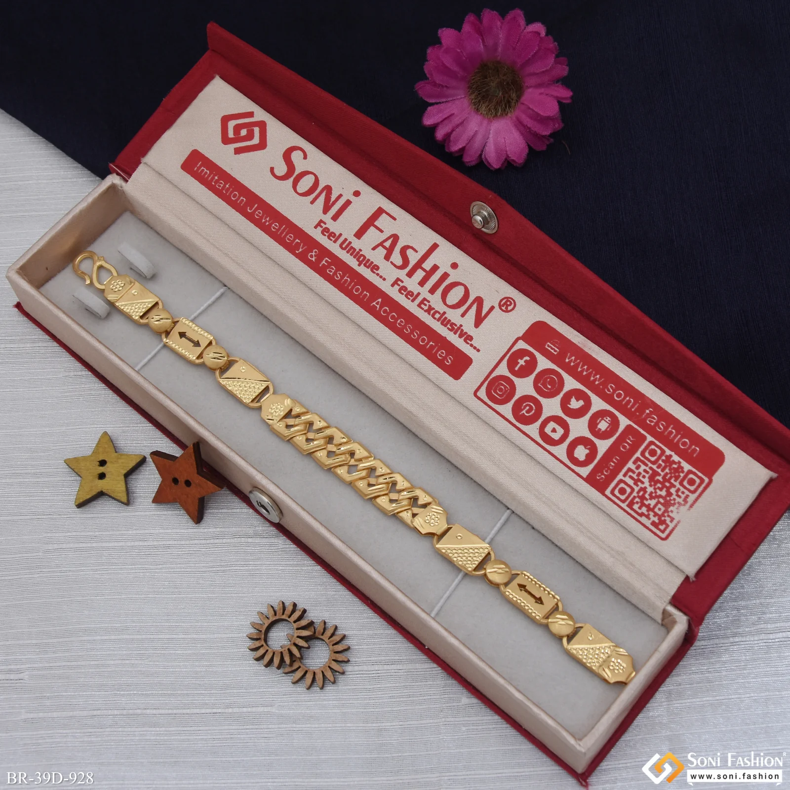 1 Gram Gold Plated 2 In 1 Nawabi Pokal Bracelet for Men - Style D928 - Image 2