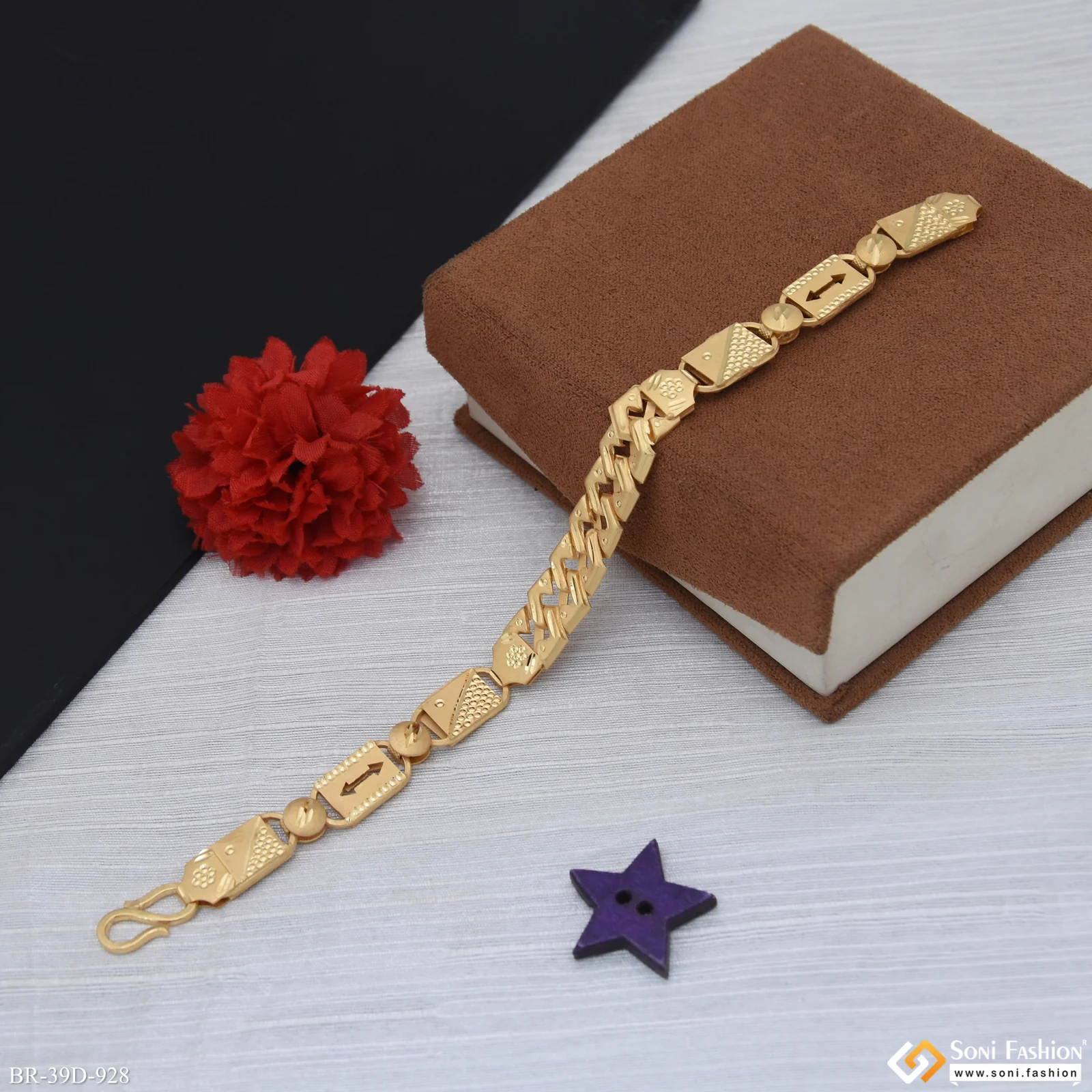 1 Gram Gold Plated 2 In 1 Nawabi Pokal Bracelet for Men - Style D928 - Image 3
