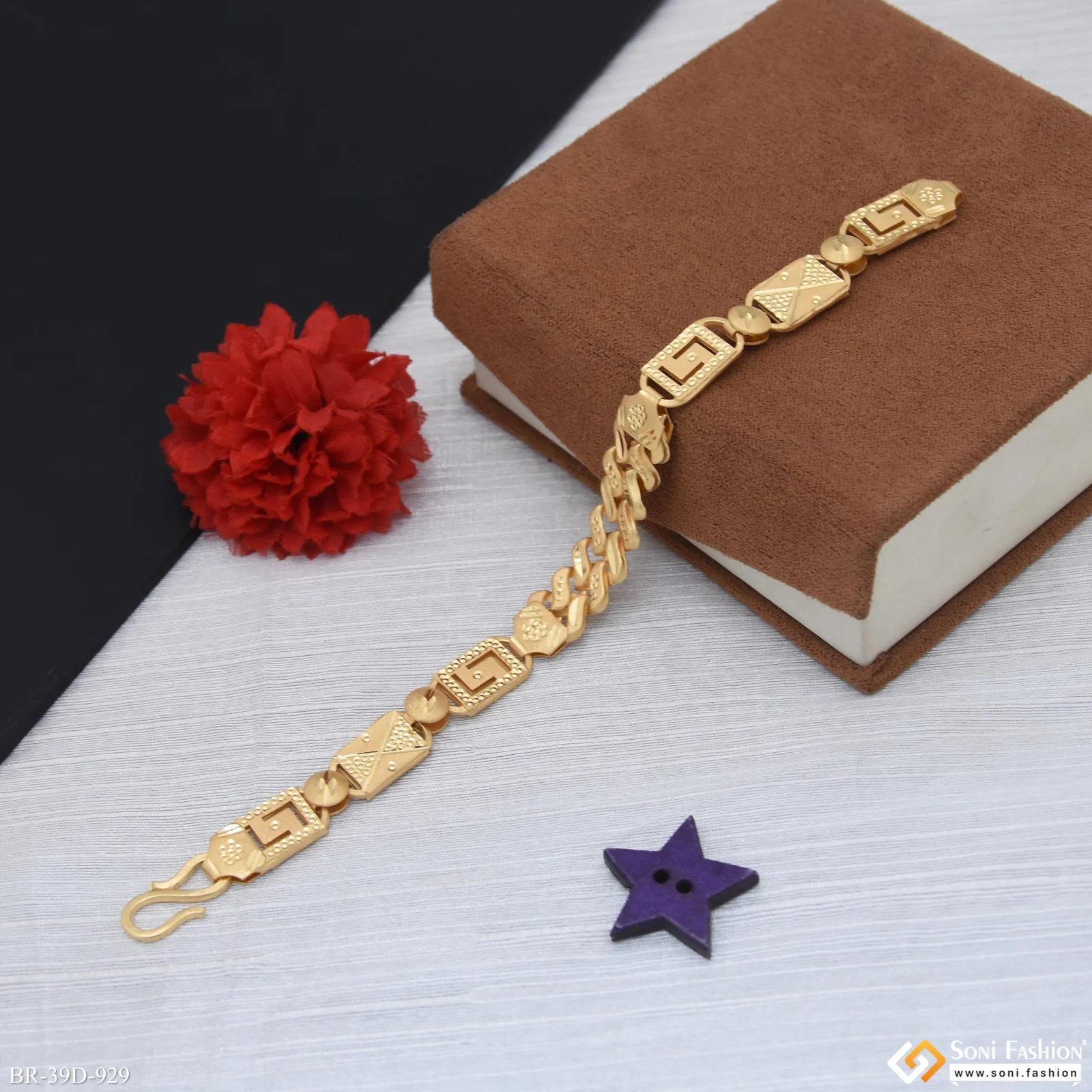 1 Gram Gold Plated 2 In 1 Nawabi Pokal Bracelet for Men - Style D929 - Image 3