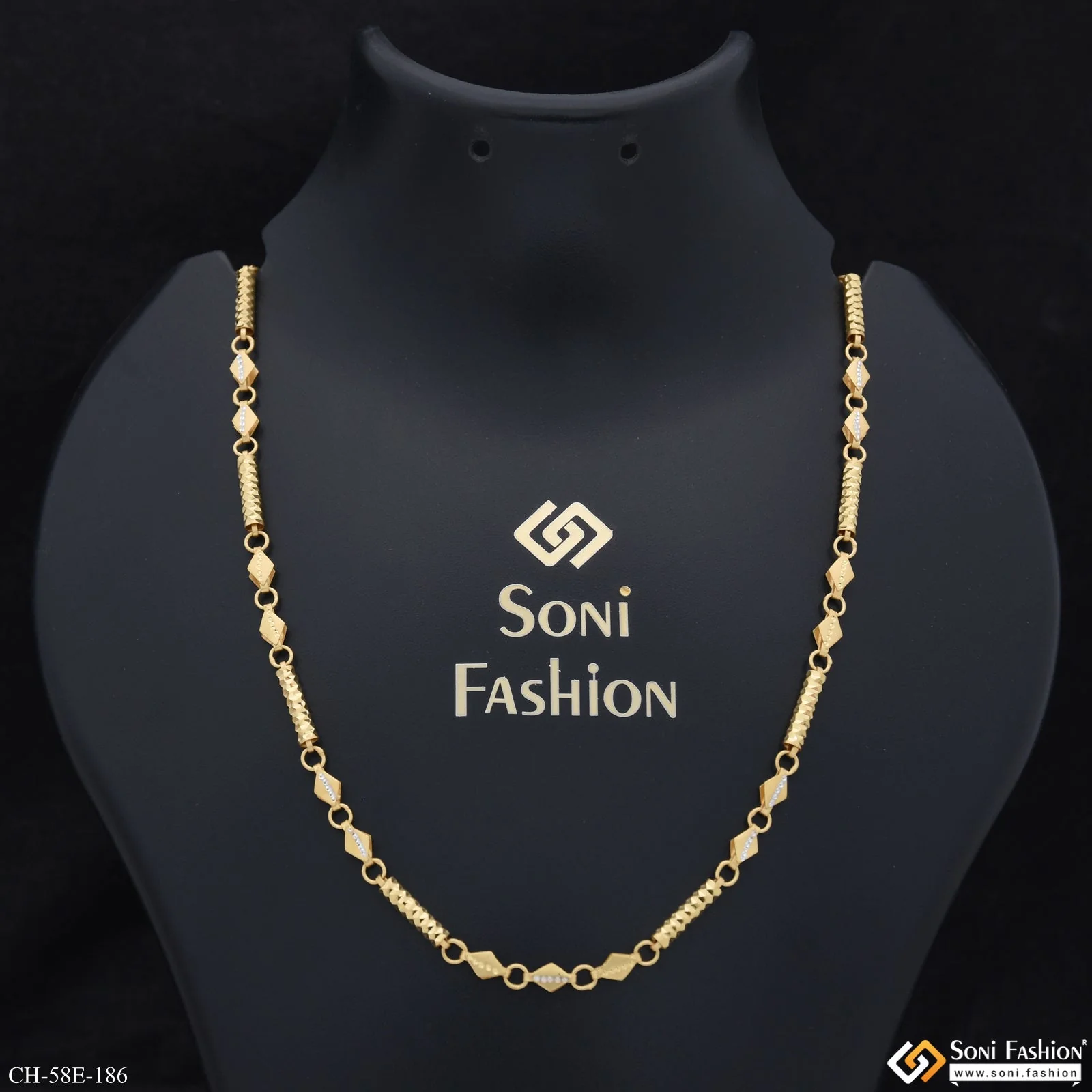 1 Gram Gold Plated 2 In 1 Pipe Chain for Men - Style E186