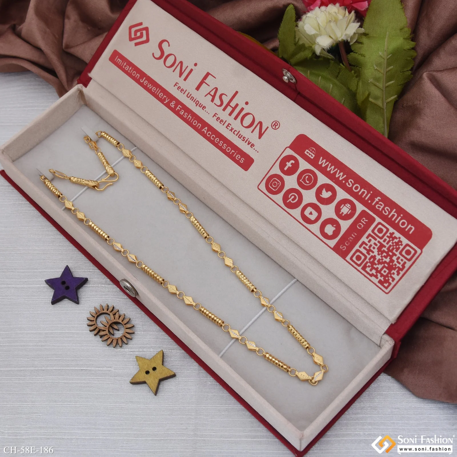 1 Gram Gold Plated 2 In 1 Pipe Chain for Men - Style E186 - Image 2