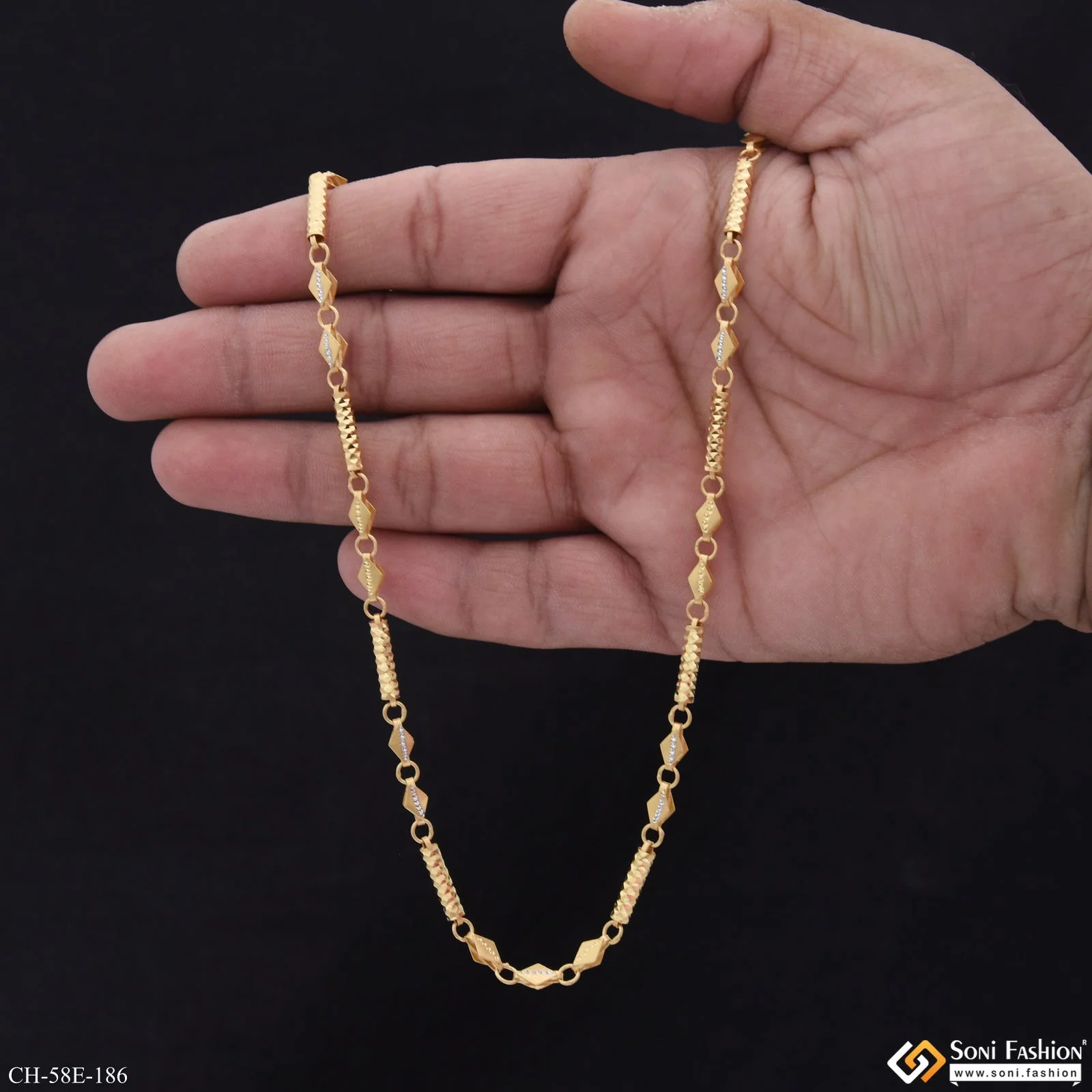 1 Gram Gold Plated 2 In 1 Pipe Chain for Men - Style E186 - Image 3