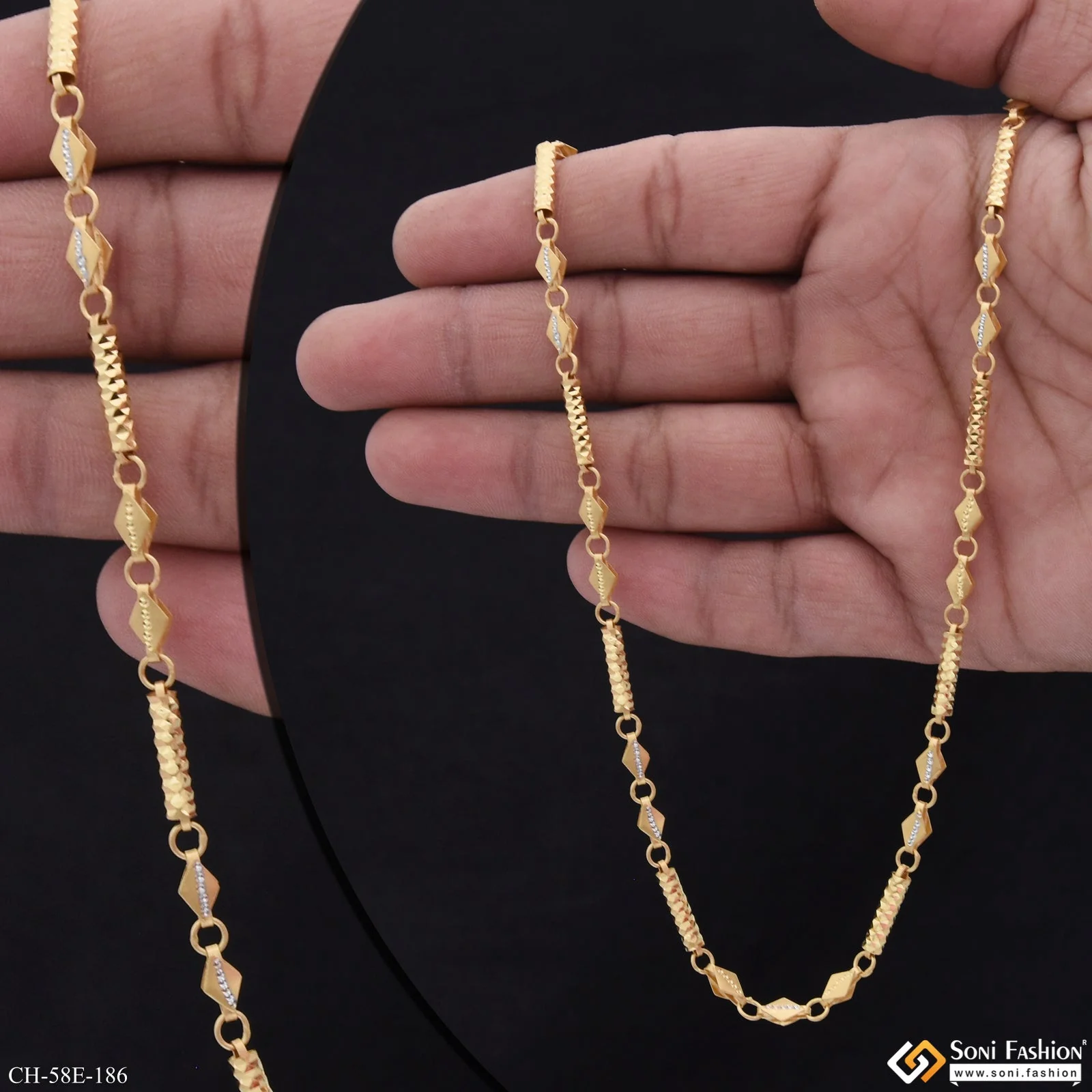 1 Gram Gold Plated 2 In 1 Pipe Chain for Men - Style E186 - Image 4