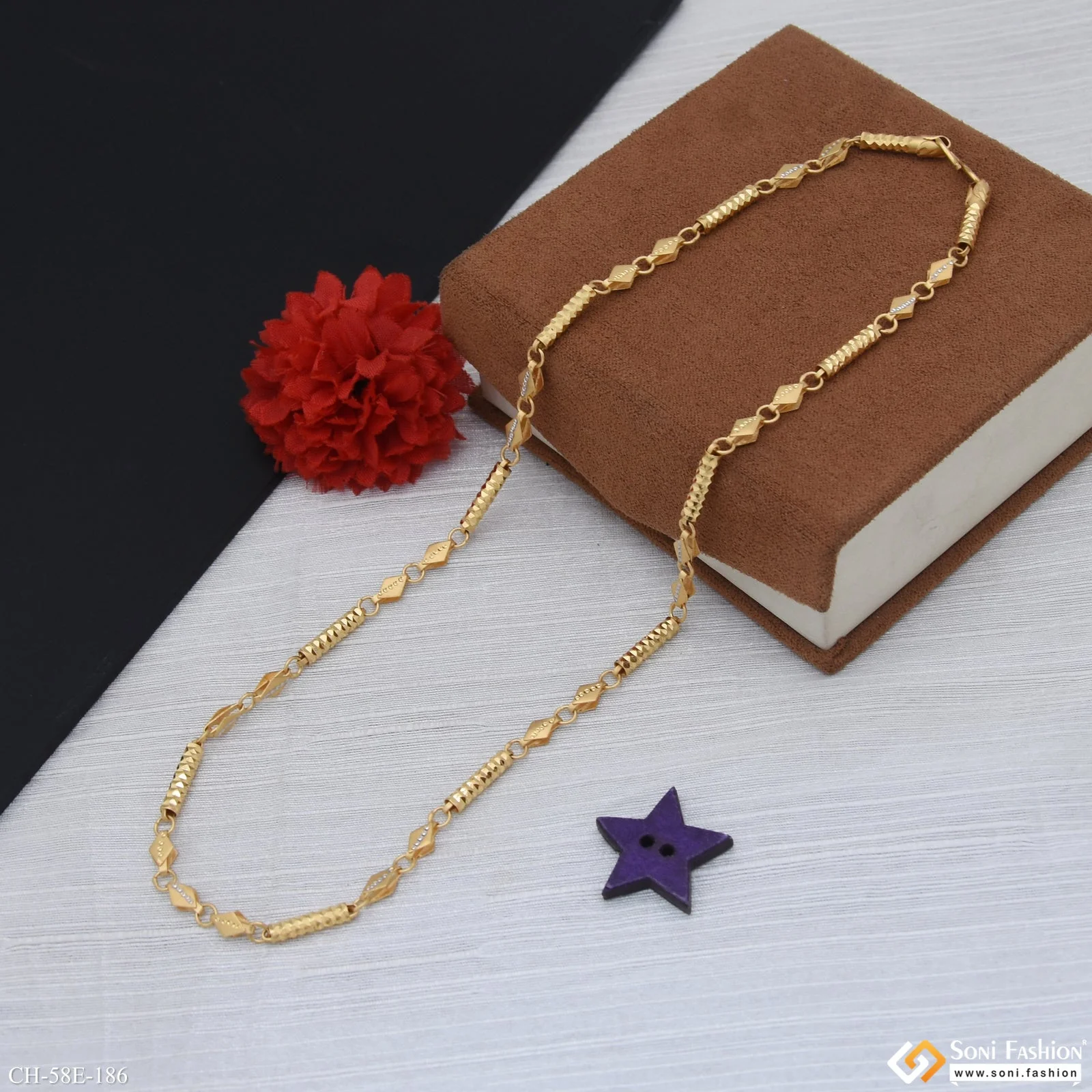 1 Gram Gold Plated 2 In 1 Pipe Chain for Men - Style E186 - Image 6