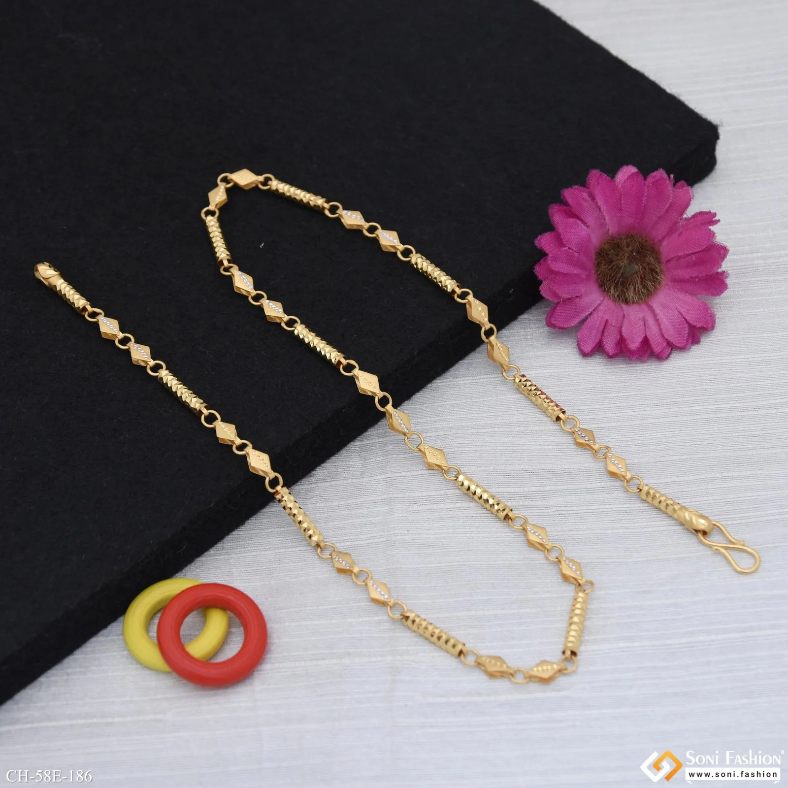 1 Gram Gold Plated 2 In 1 Pipe Chain for Men - Style E186 - Image 7