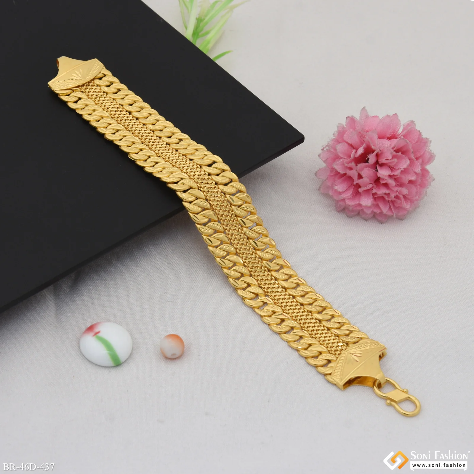 1 Gram Gold Plated 2 In 1 Pokal Bracelet for Men - Style D437 - Image 3