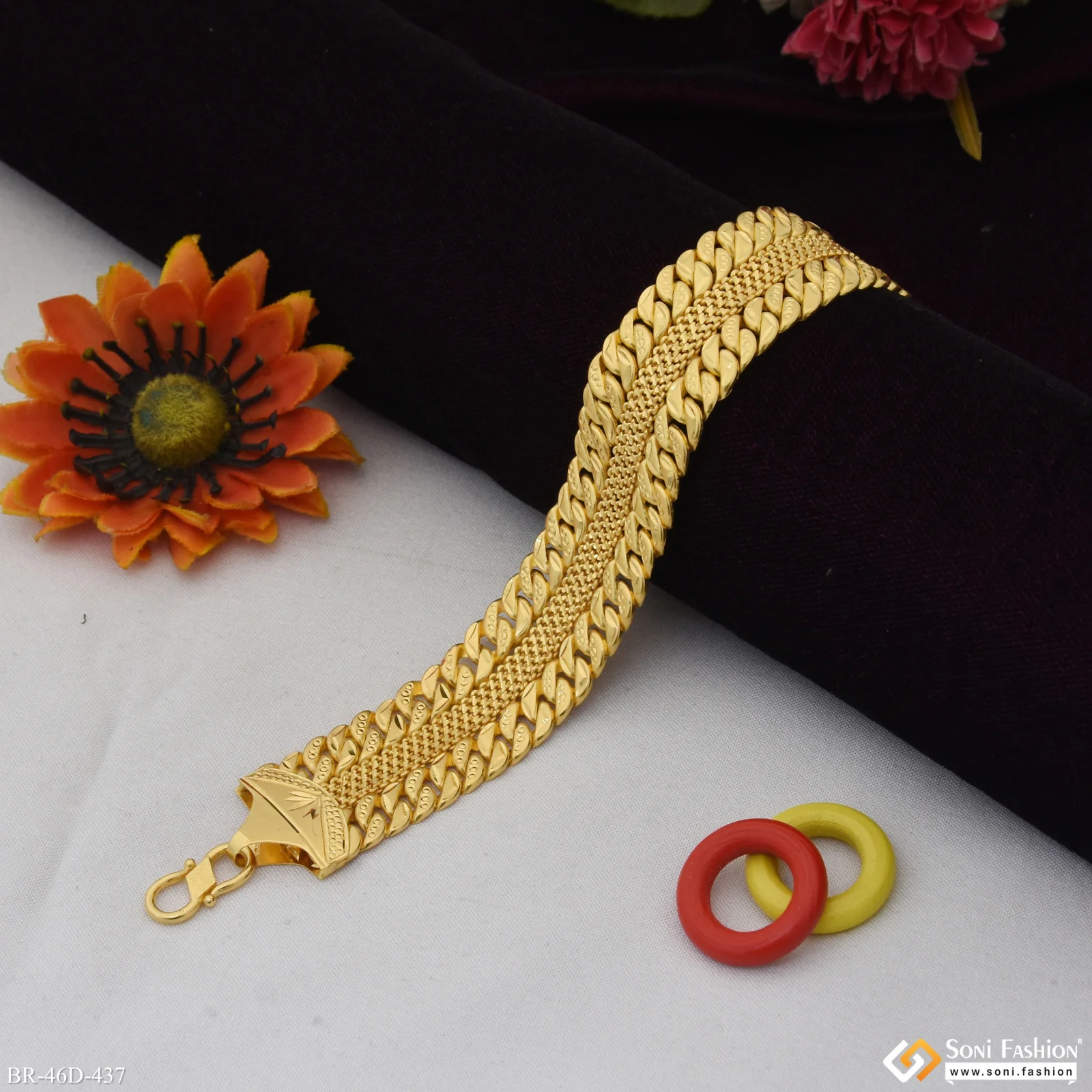 1 Gram Gold Plated 2 In 1 Pokal Bracelet for Men - Style D437 - Image 4