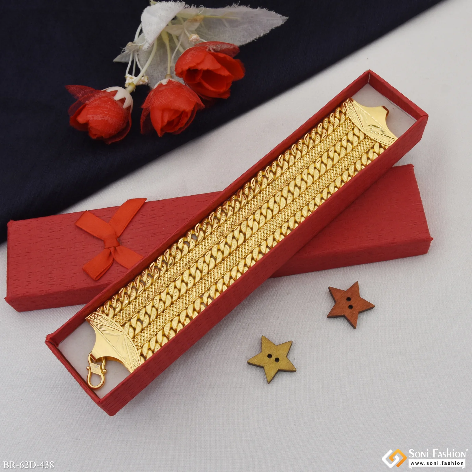 1 Gram Gold Plated 2 In 1 Pokal Bracelet for Men - Style D438 - Image 5