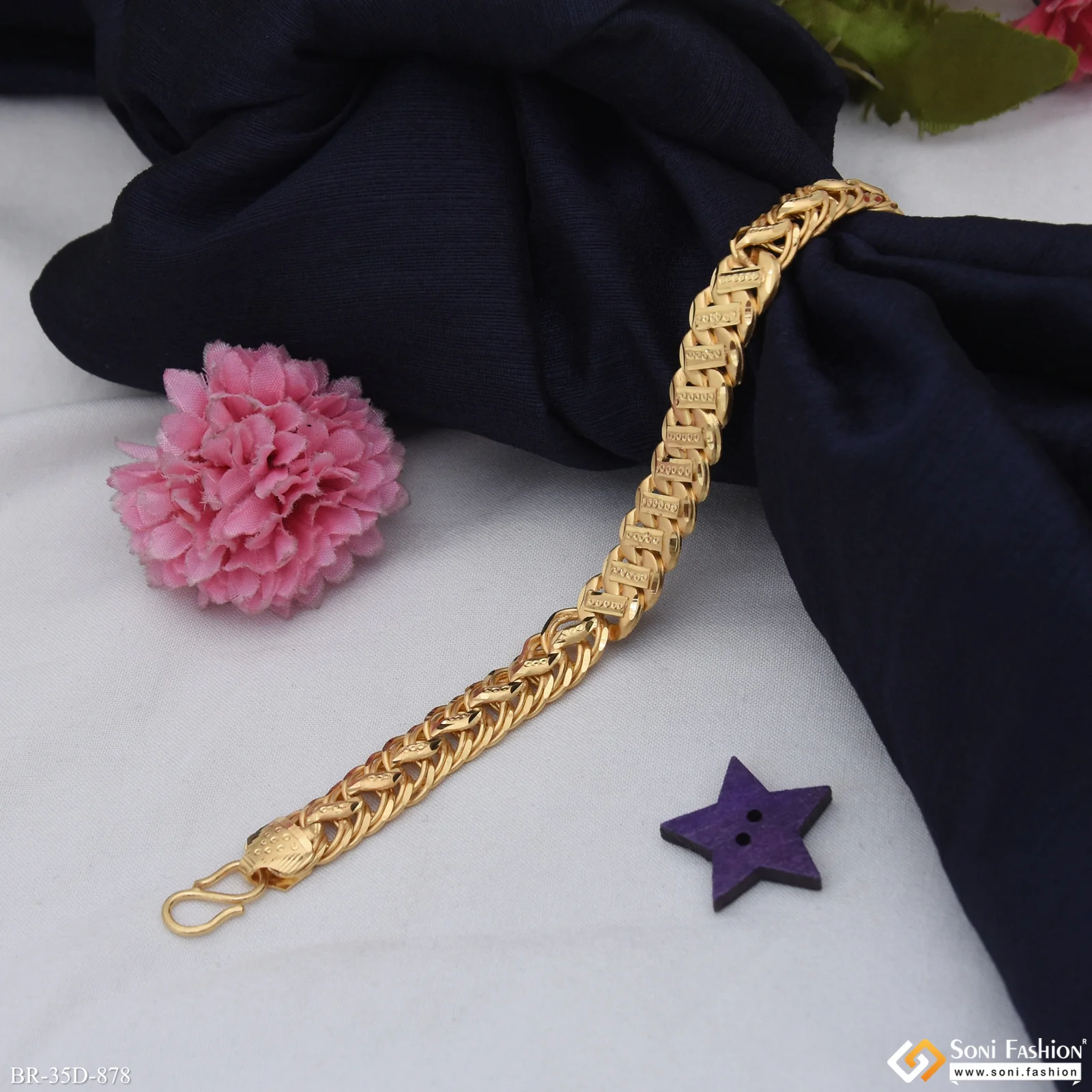1 Gram Gold Plated 2 In 1 Pokal Bracelet for Men - Style D878 - Image 4